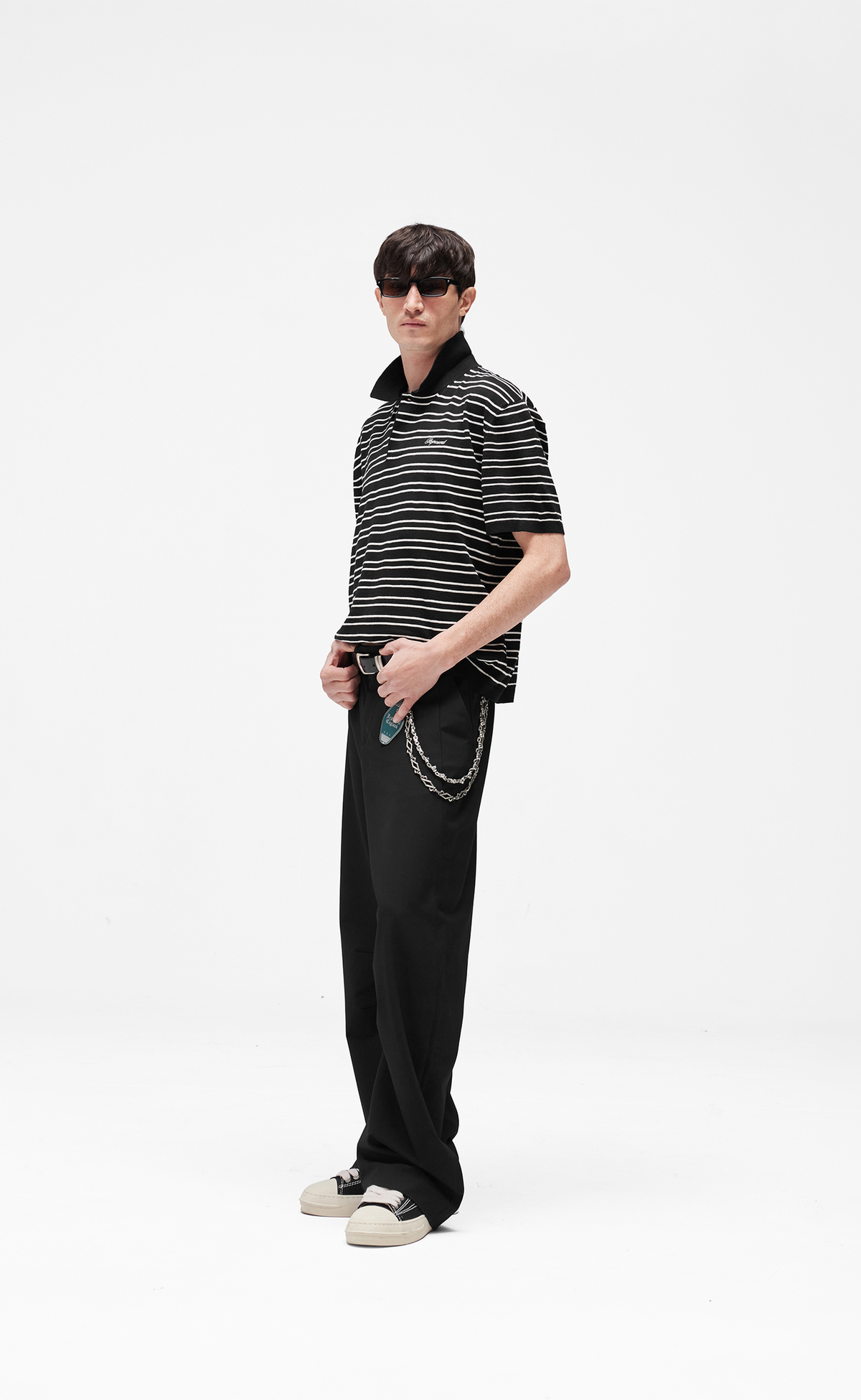 CALIFORNIA STRIPED POLO JET BLACK T-SHIRT