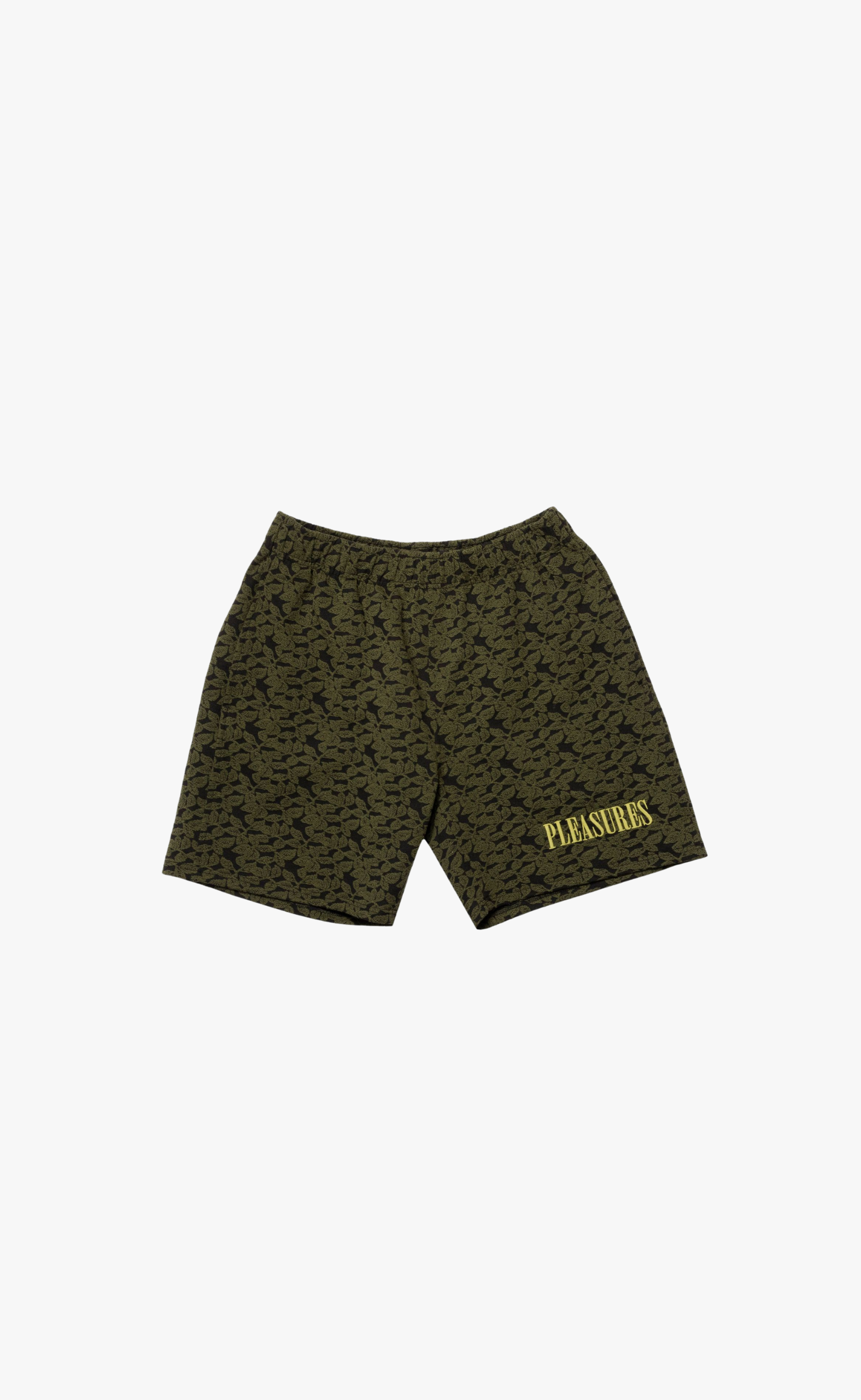 LEAF JACQUARD OLIVE SHORTS