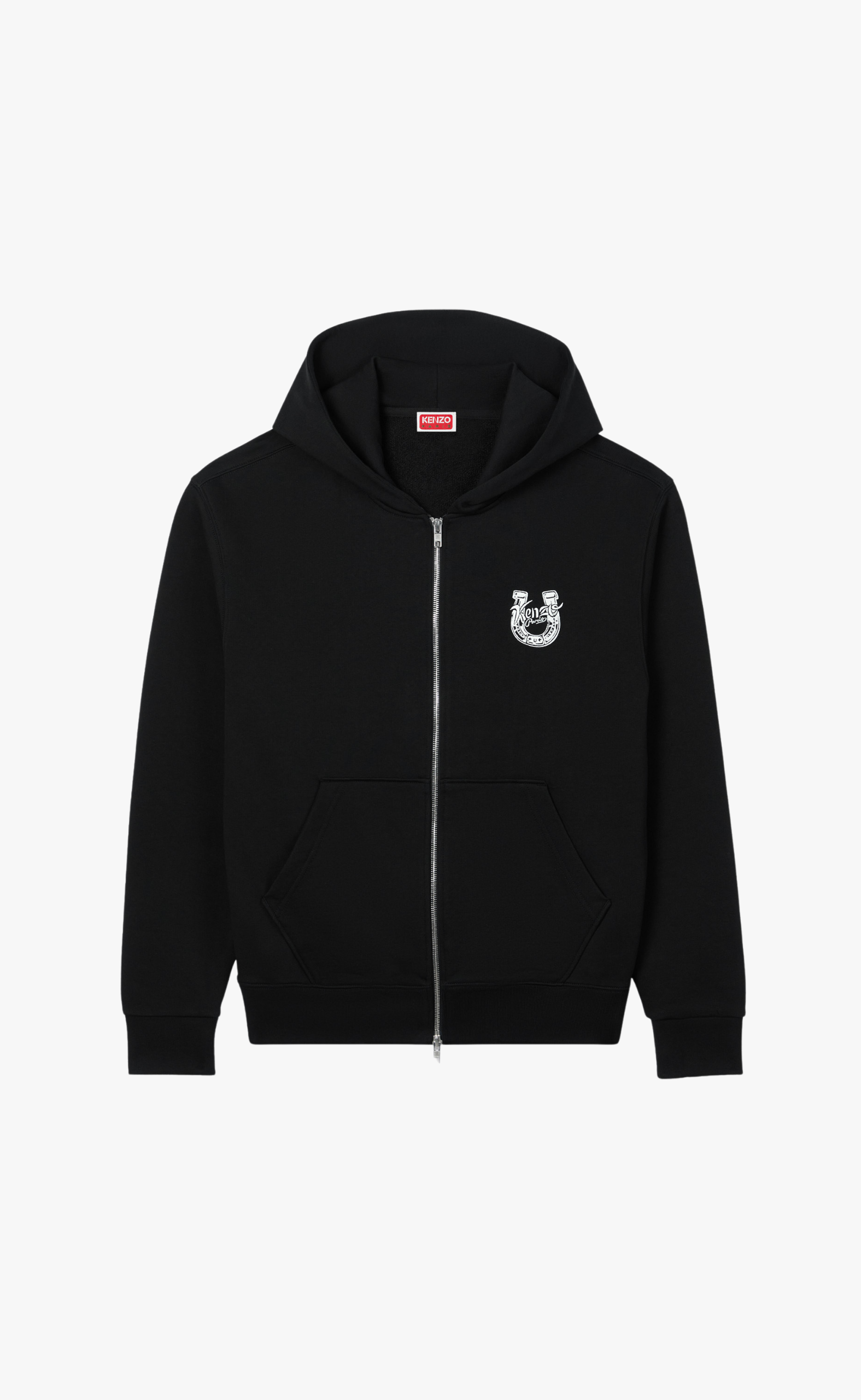KENZO LUCKY HORSES CLASSIC ZIP UP BLACK HOODIE