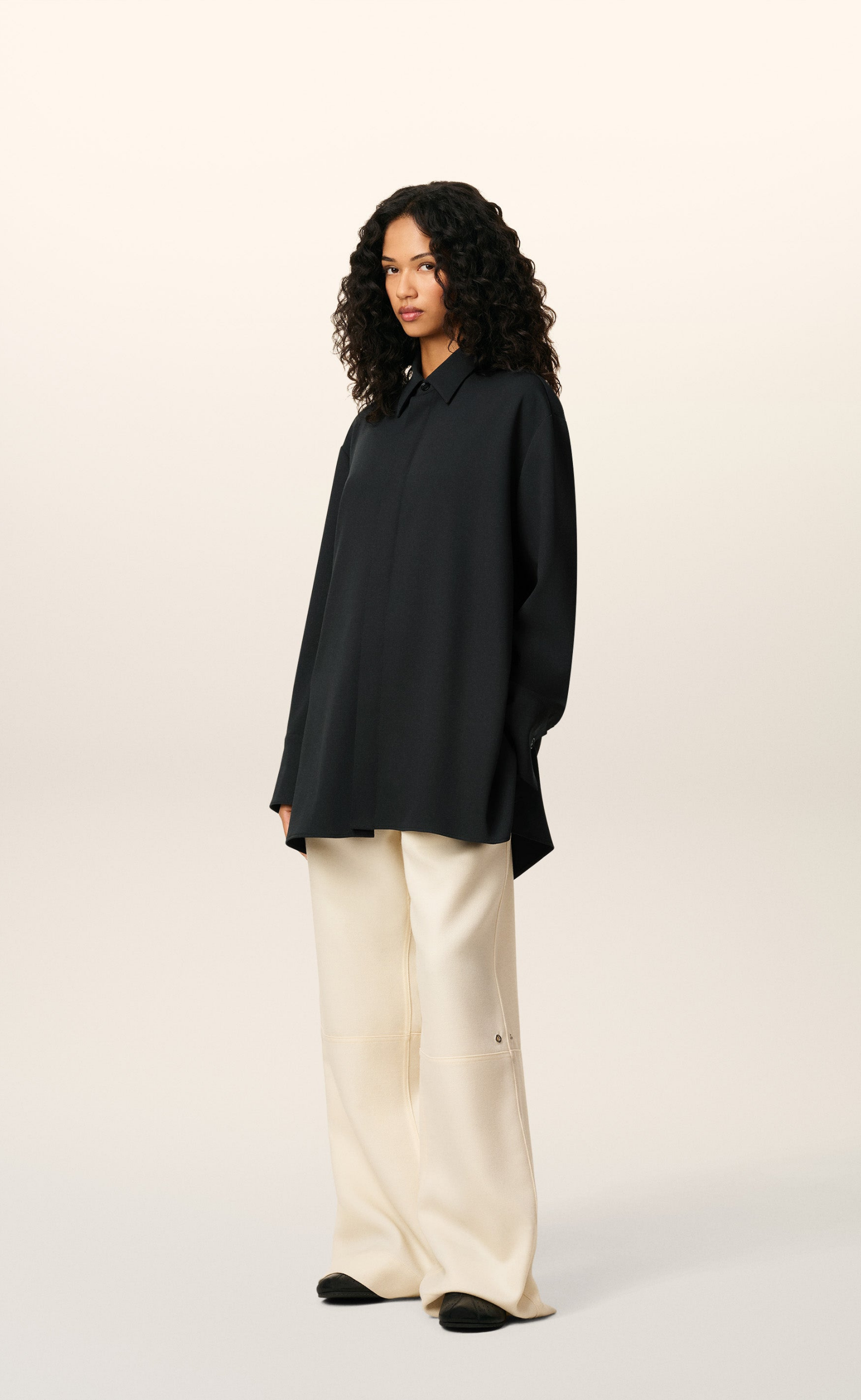 LONG OVERSIZE ANTHRACITE SHIRT