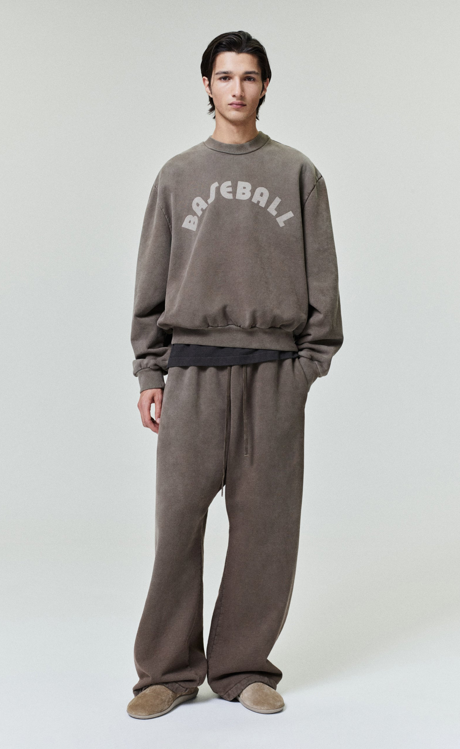 SUNFADED WIDE LEG FADED BROWN SWEATPANTS