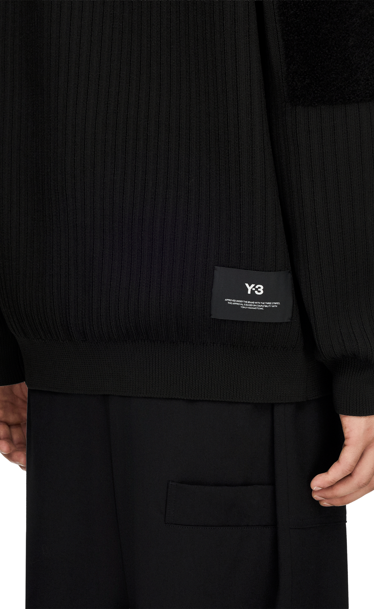 Y-3 KNITTED PANEL BLOCKED BLACK QUARTER ZIP