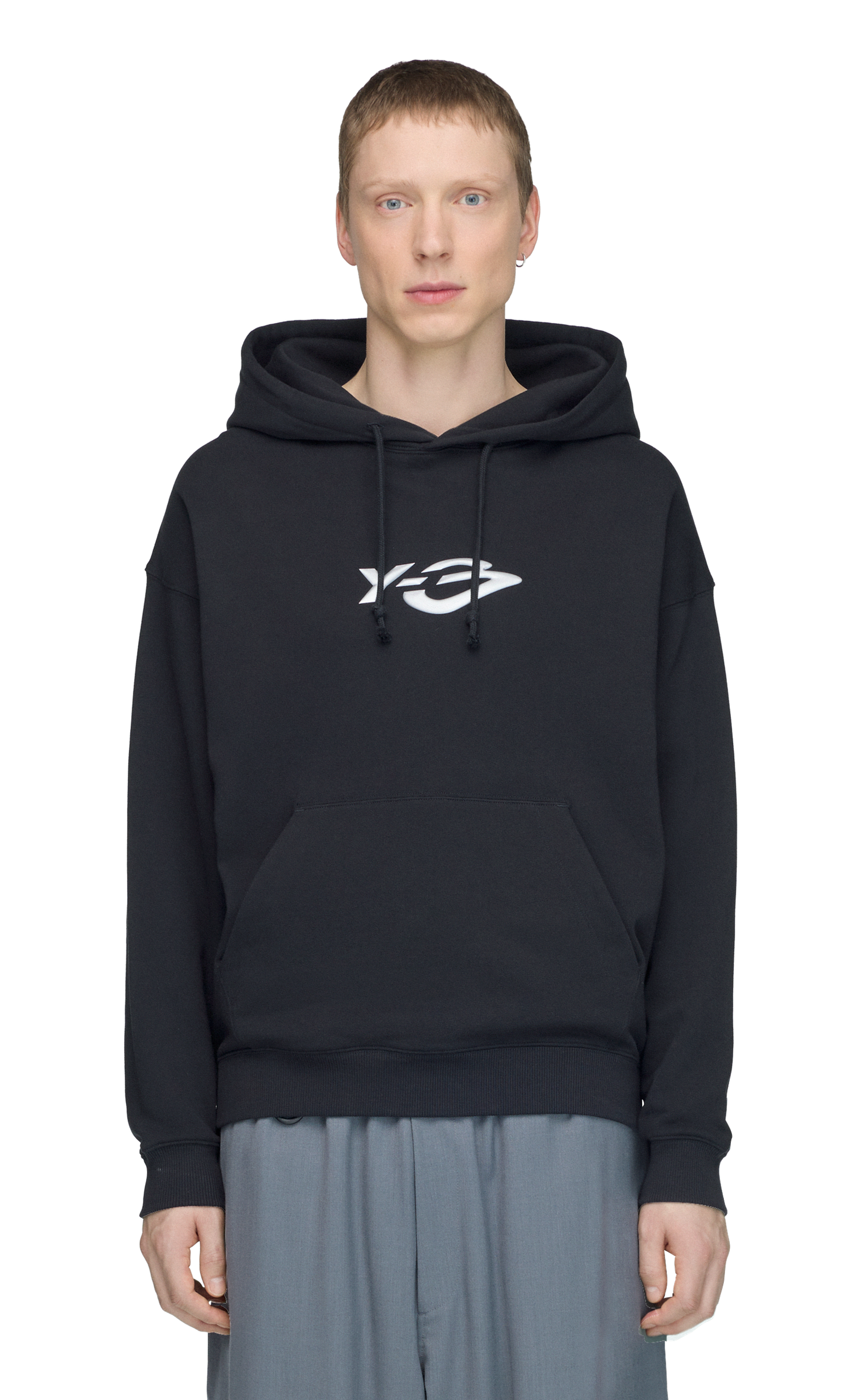 Y-3 FRENCH TERRY LIQUID LOGO BLACK HOODIE