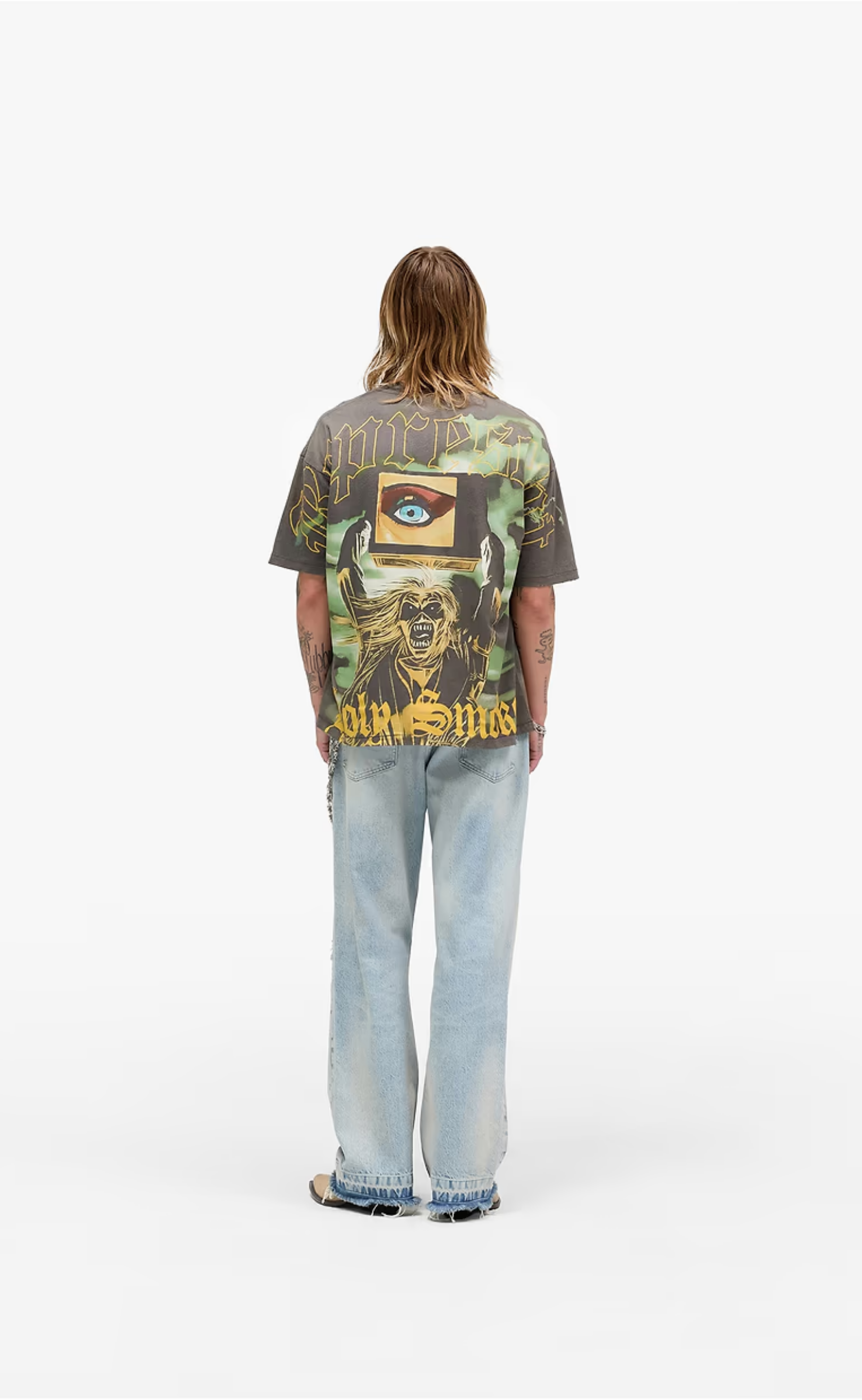 IRON MAIDEN HOLY SMOKE SUNFADE GREY T-SHIRT