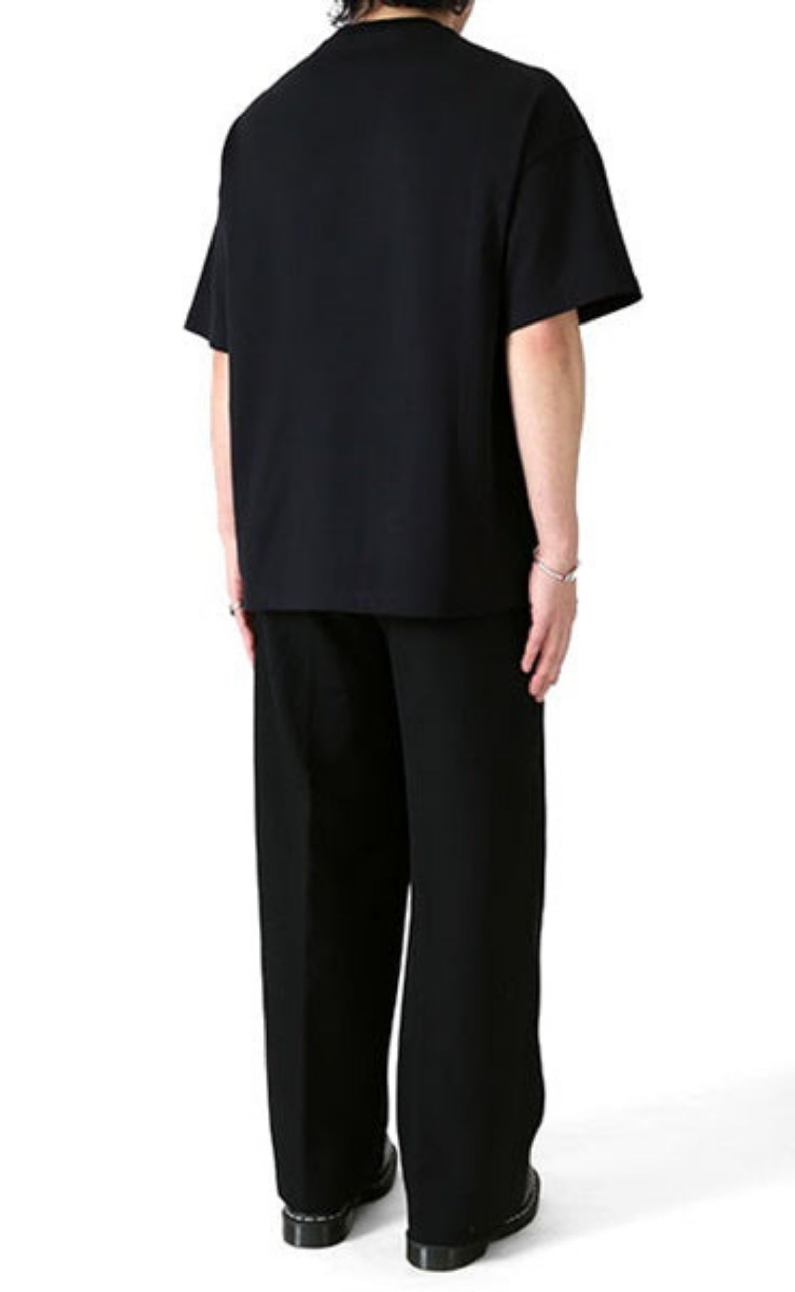 LOGO PRINT BOXY BLACK T-SHIRT