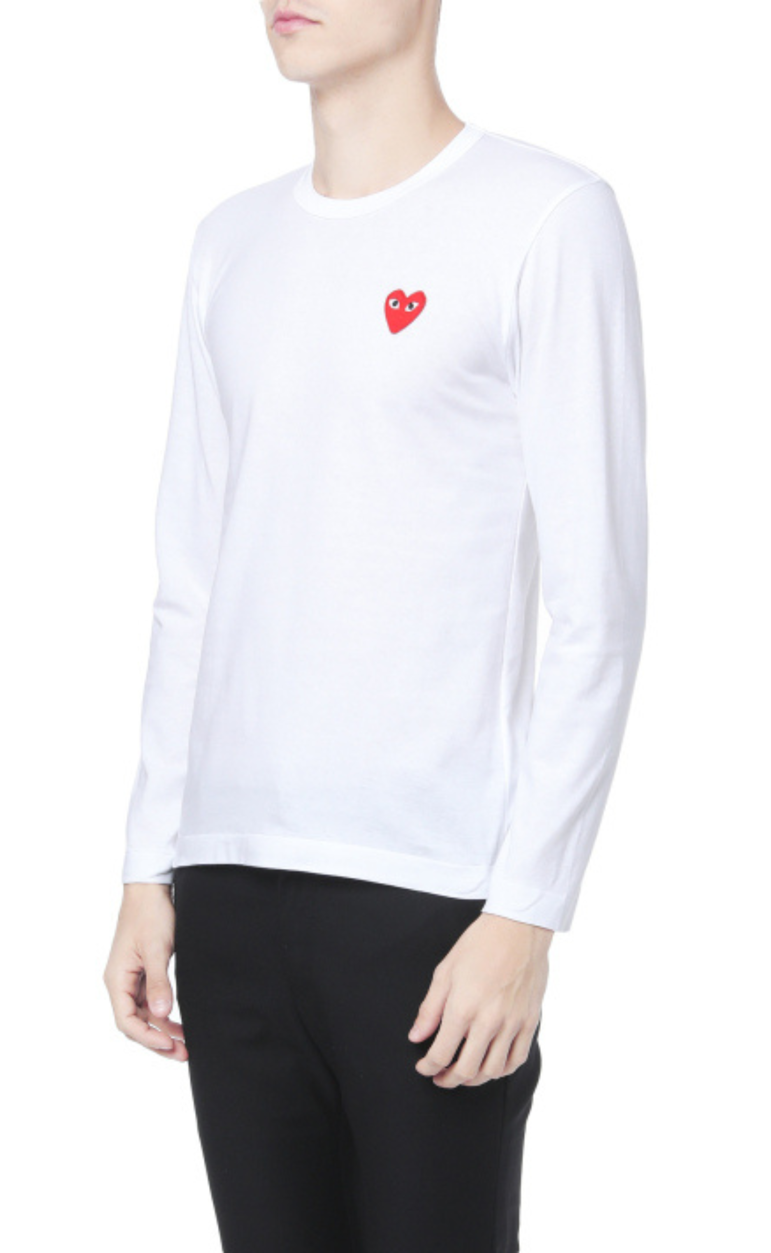 EMBROIDE RED HART WHITE LONGSLEEVE