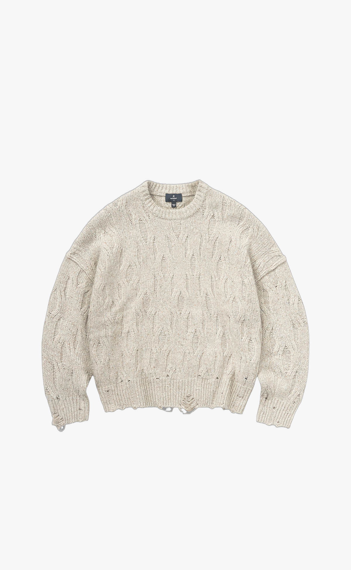 DISTRESS KNIT TAUPE SWEATER