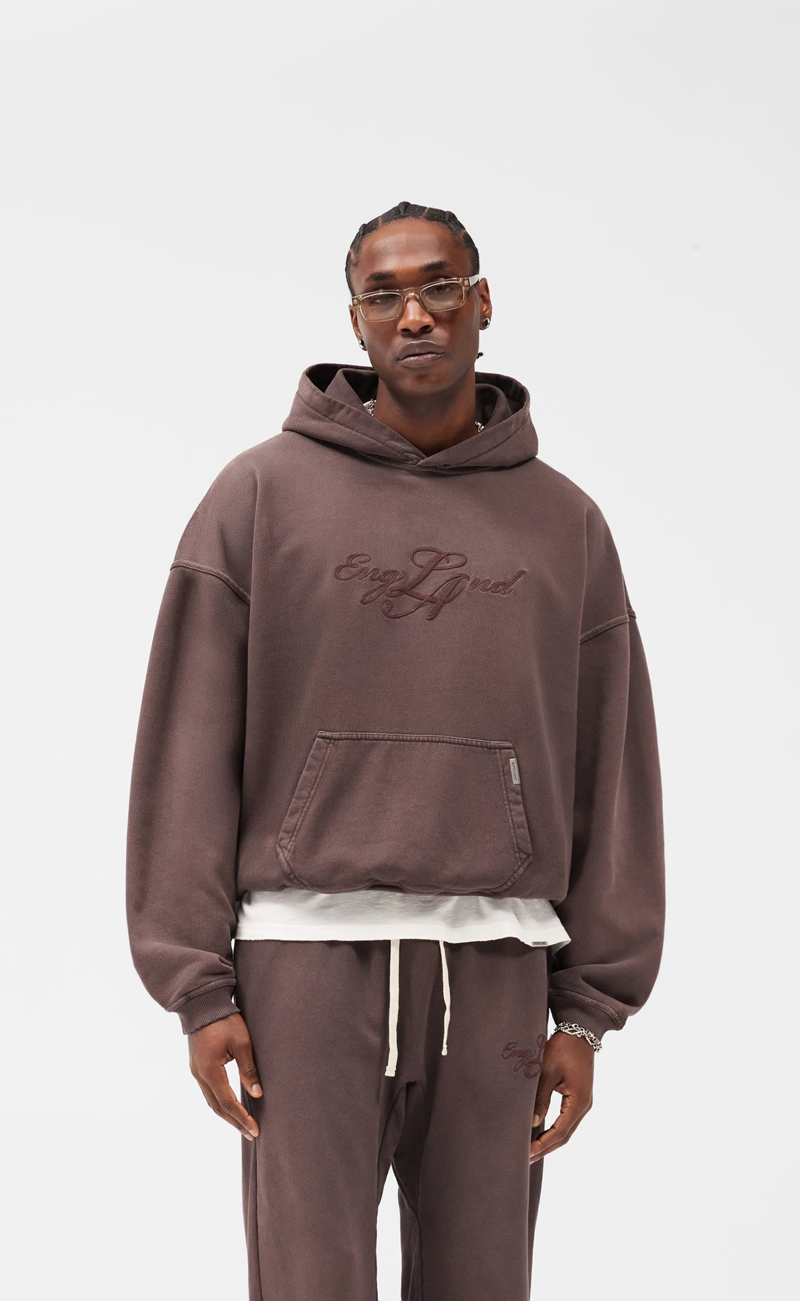 ENGLAND WASHED BROWN HOODIE