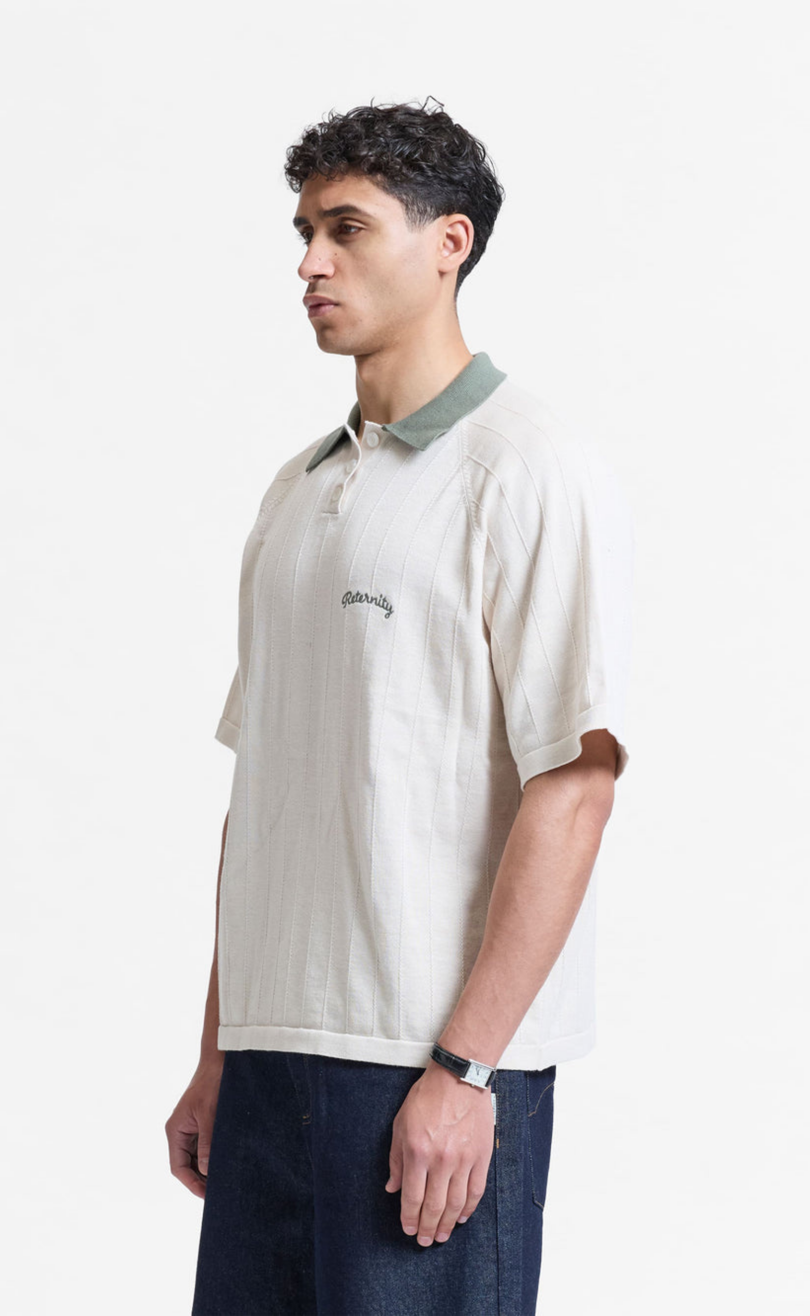 LE PROGRES KNIT POLO CREAM T-SHIRT