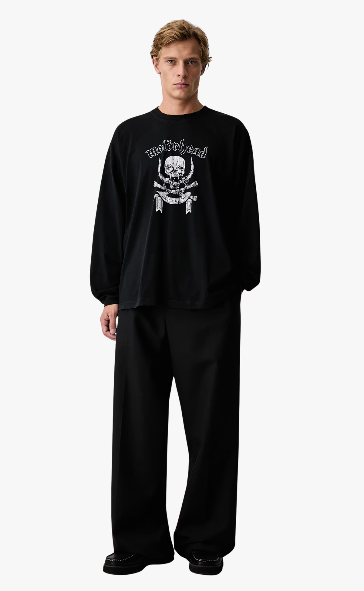 VETEMENTS X MOTORHEAD SKULL WASHED BLACK LONGSLEEVE