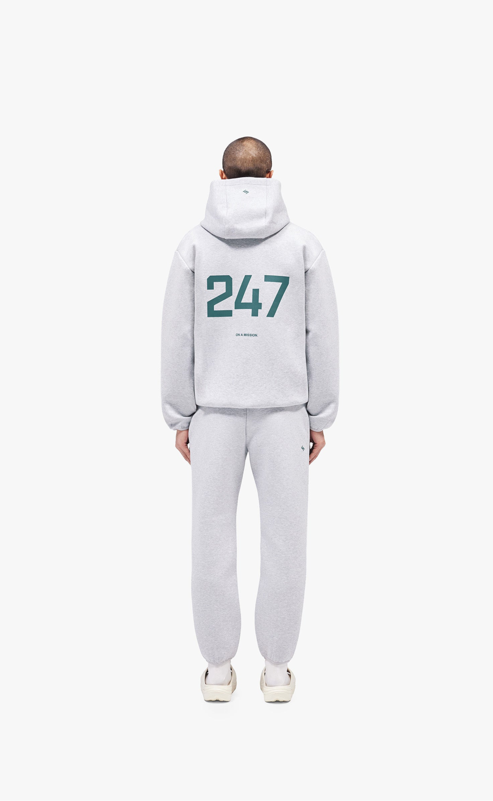 247 NUMBERS GREY MARL HOODIE
