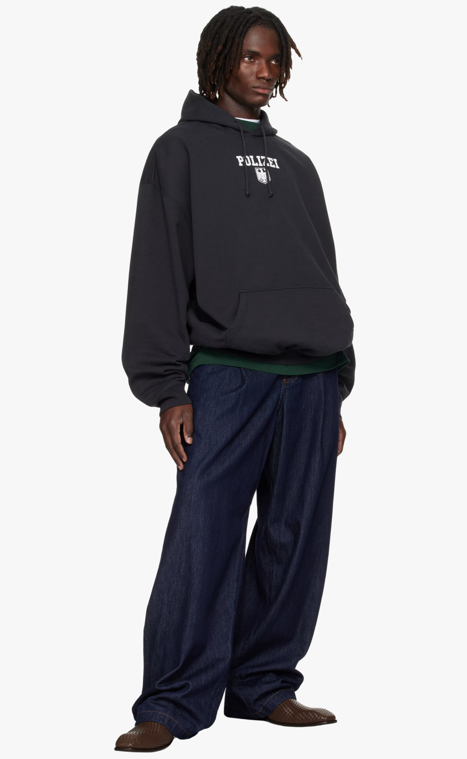 POLIZEI OVERSIZED WASHED BLACK HOODIE