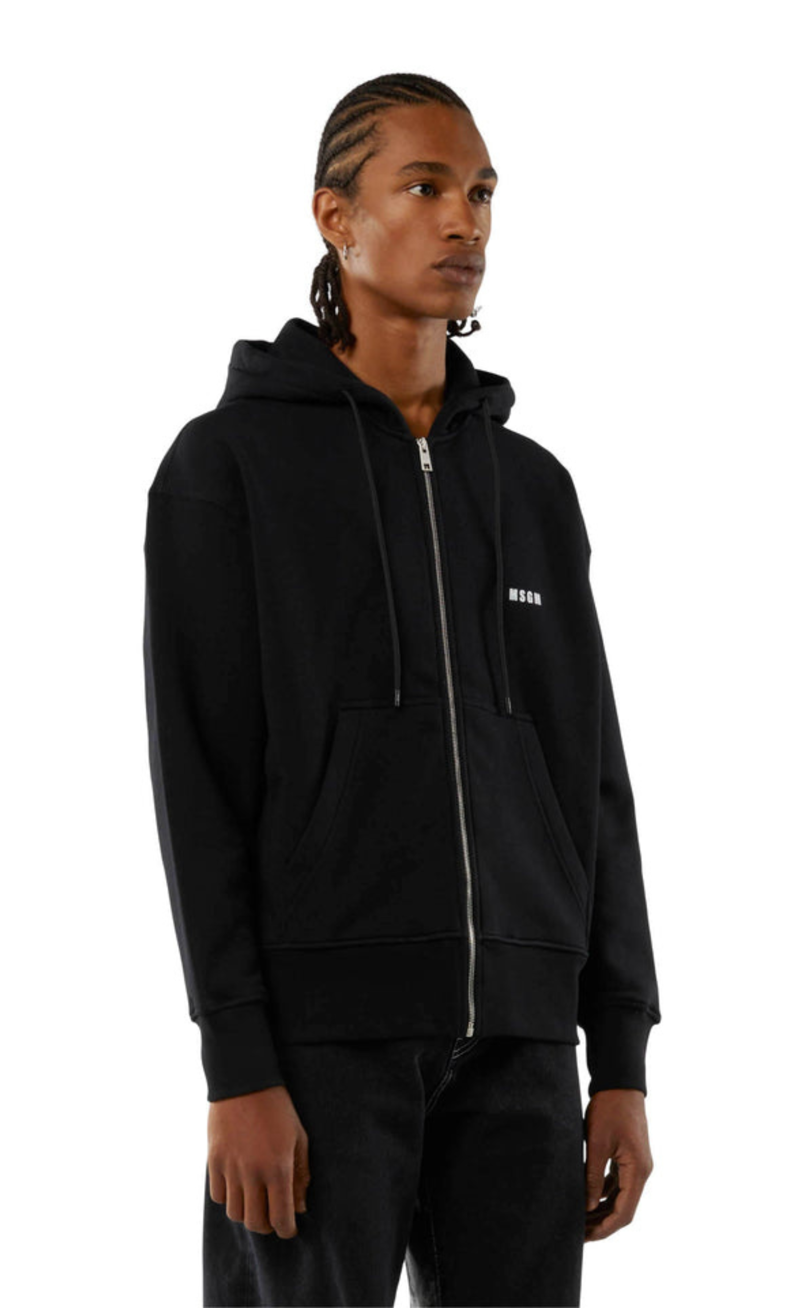 MICRO LOGO ZIP BLACK HOODIE