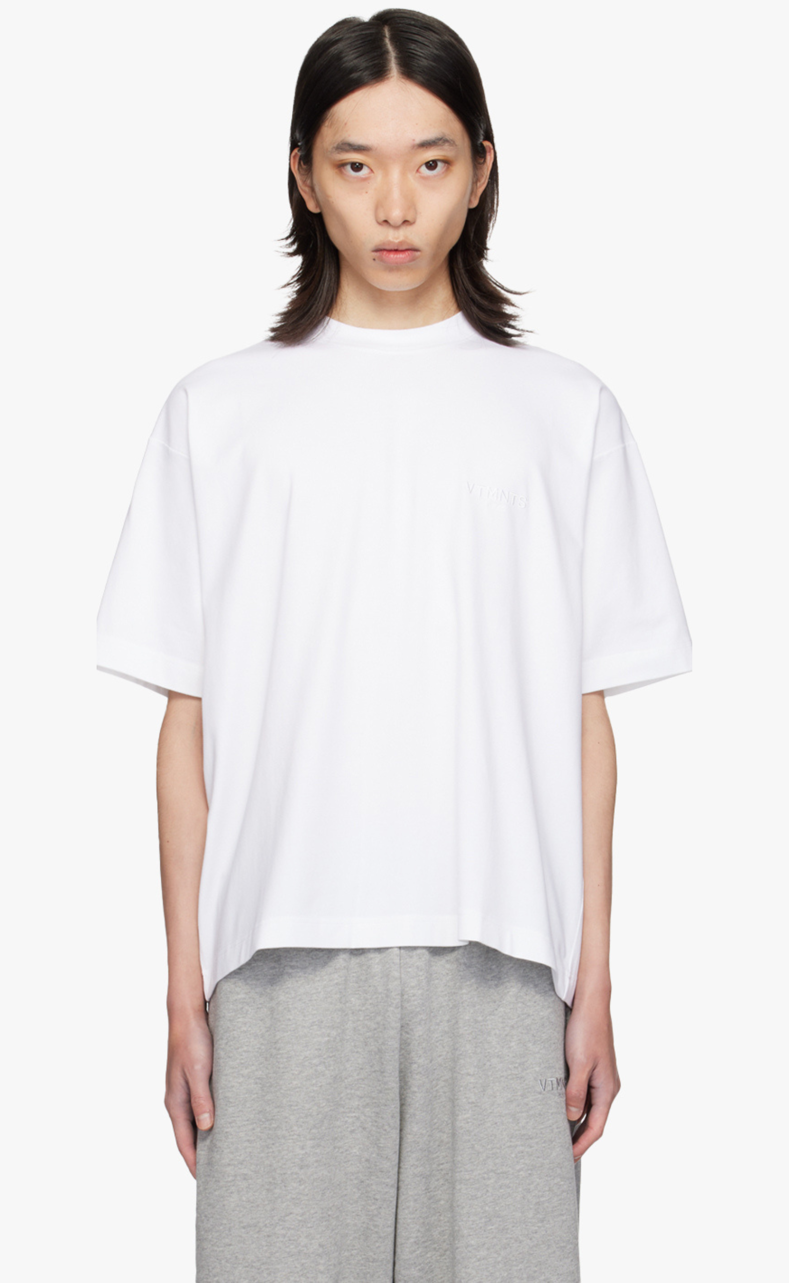 VTMNTS PARIS EMBROIDERED WHITE T-SHIRT