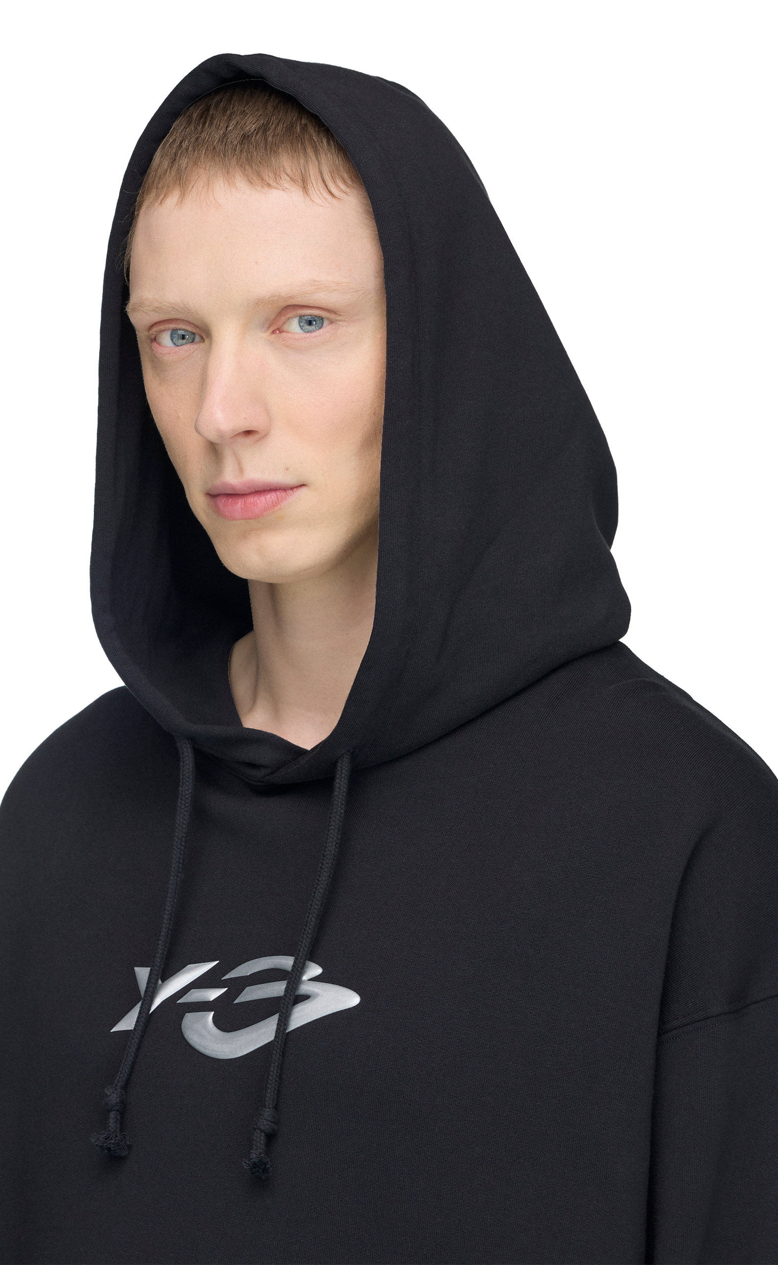 Y-3 FRENCH TERRY LIQUID LOGO BLACK HOODIE