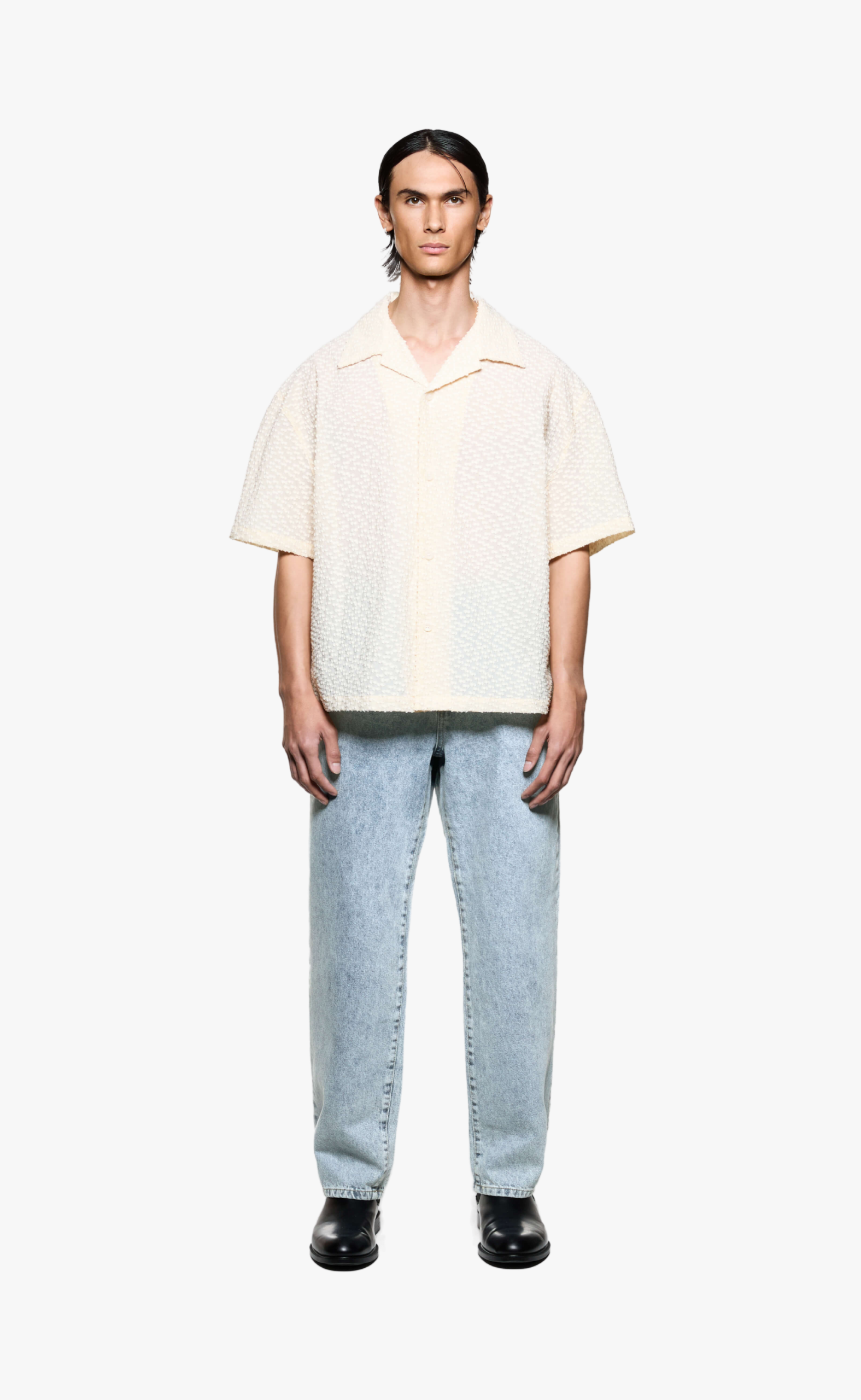 RIBBON JACQUARD VACATION ECRU SHIRT