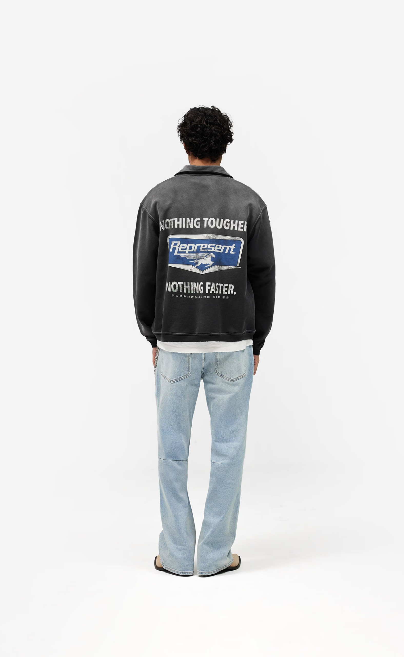 NOTHING FASTER STAINED BLACK QUARTER ZIP