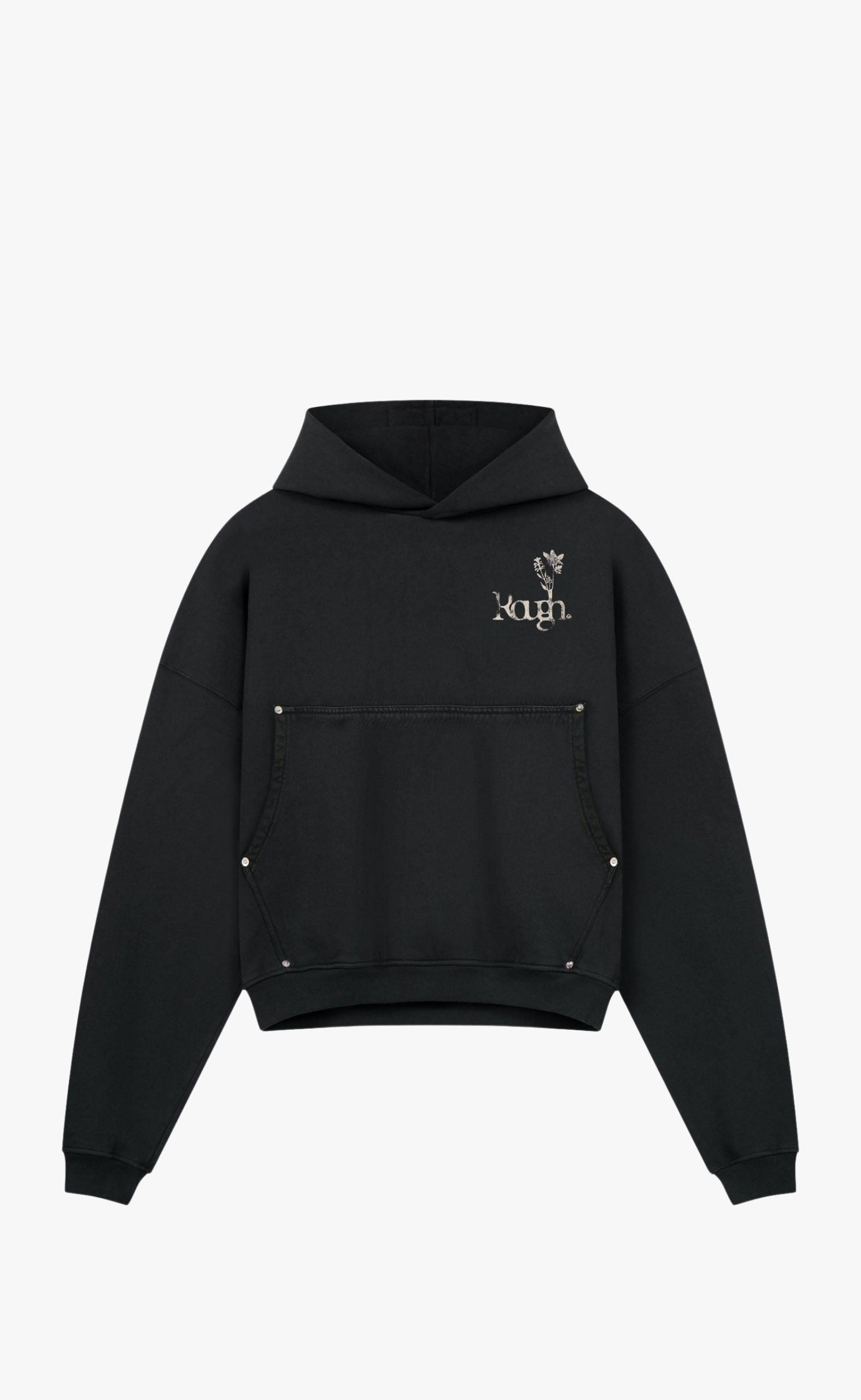 BOTANIC BLACK WASHED HOODIE