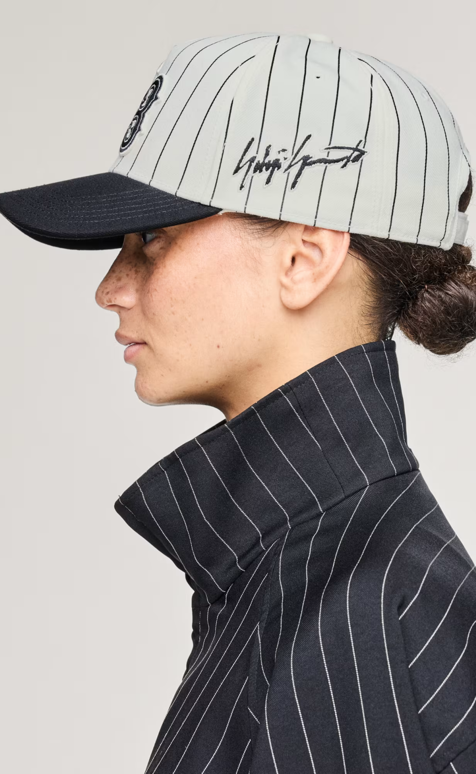 Y-3 PINSTRIPE BEIGE HAT