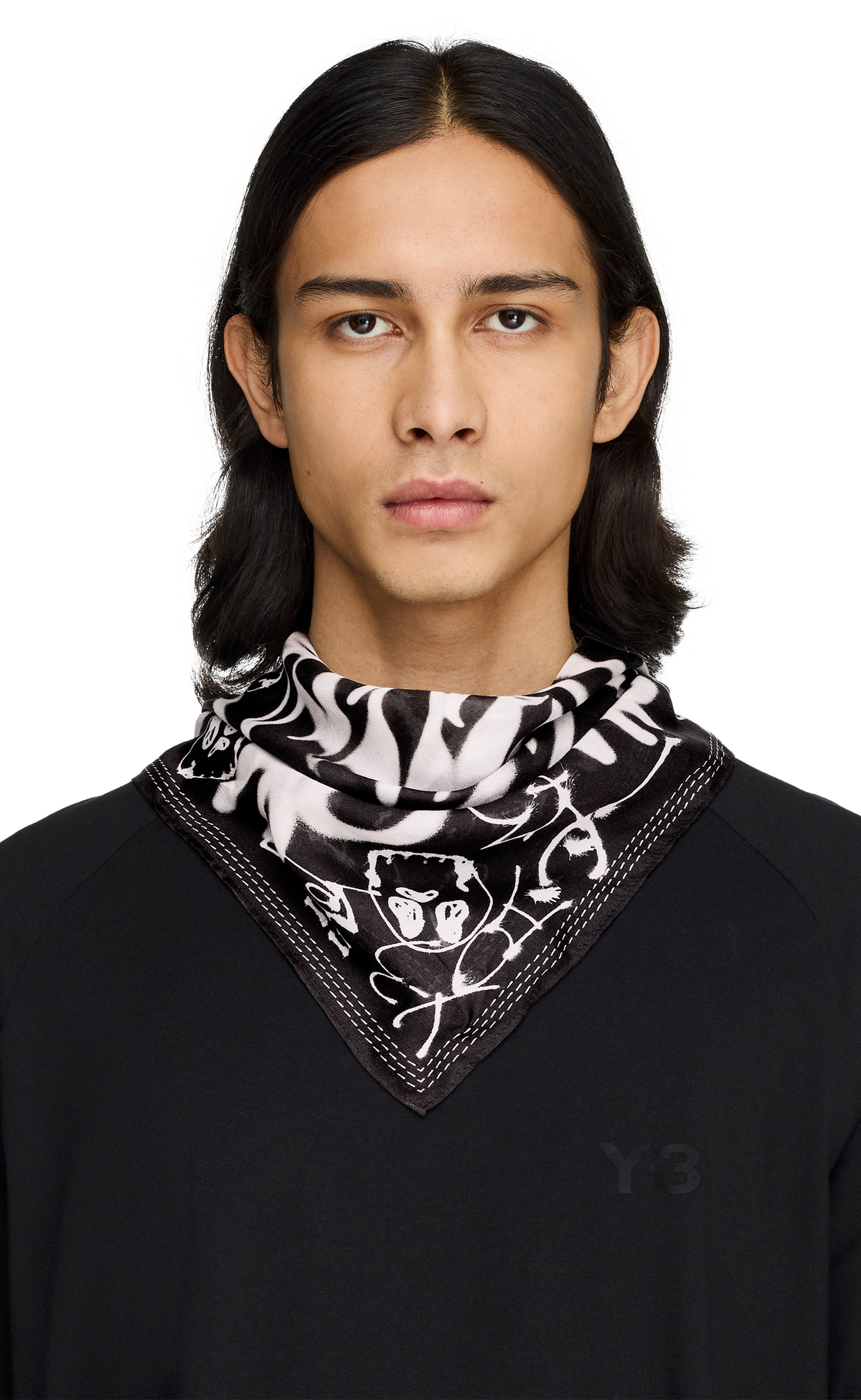 Y-3 CHITO GRAPHIC SCARF S BLACK BANDANA