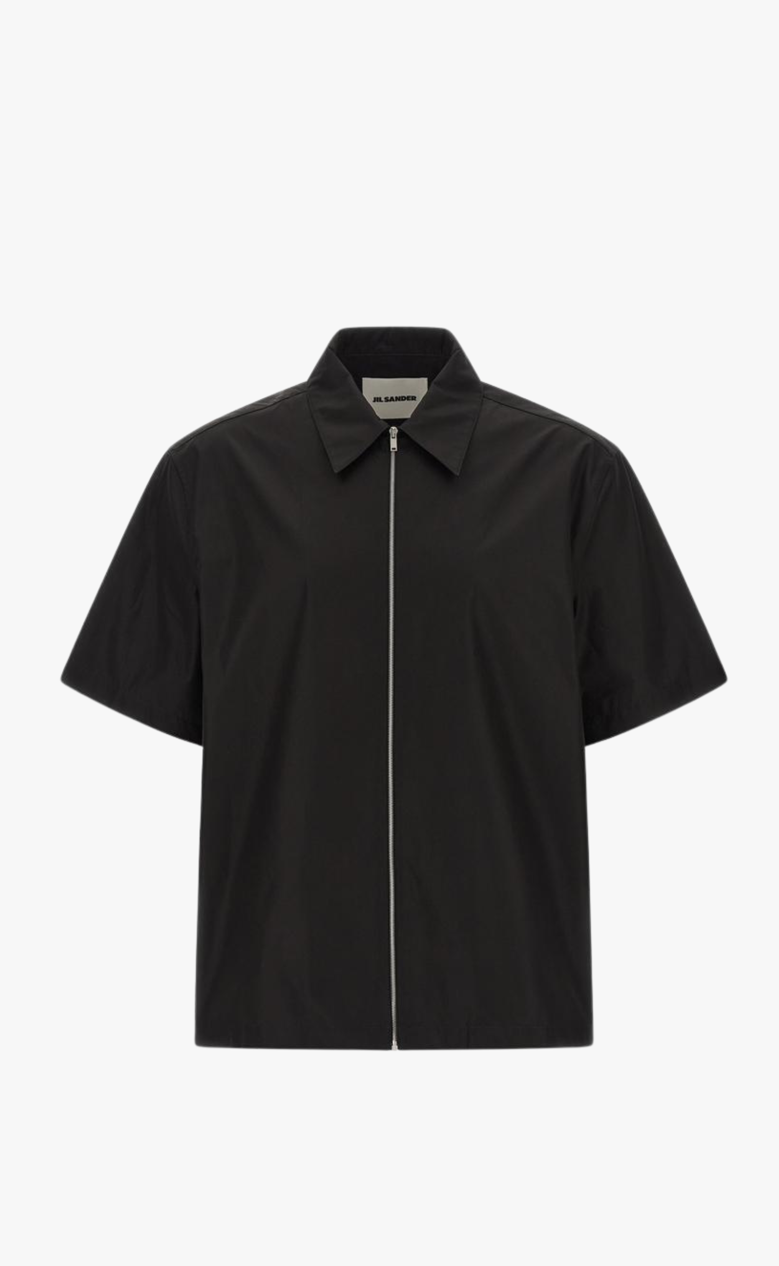 COMPACT COTTON ZIP BLACK SHIRT
