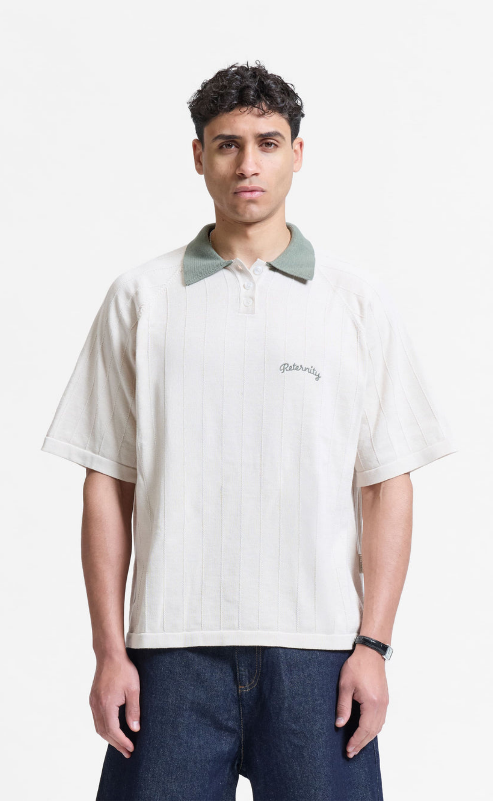 LE PROGRES KNIT POLO CREAM T-SHIRT
