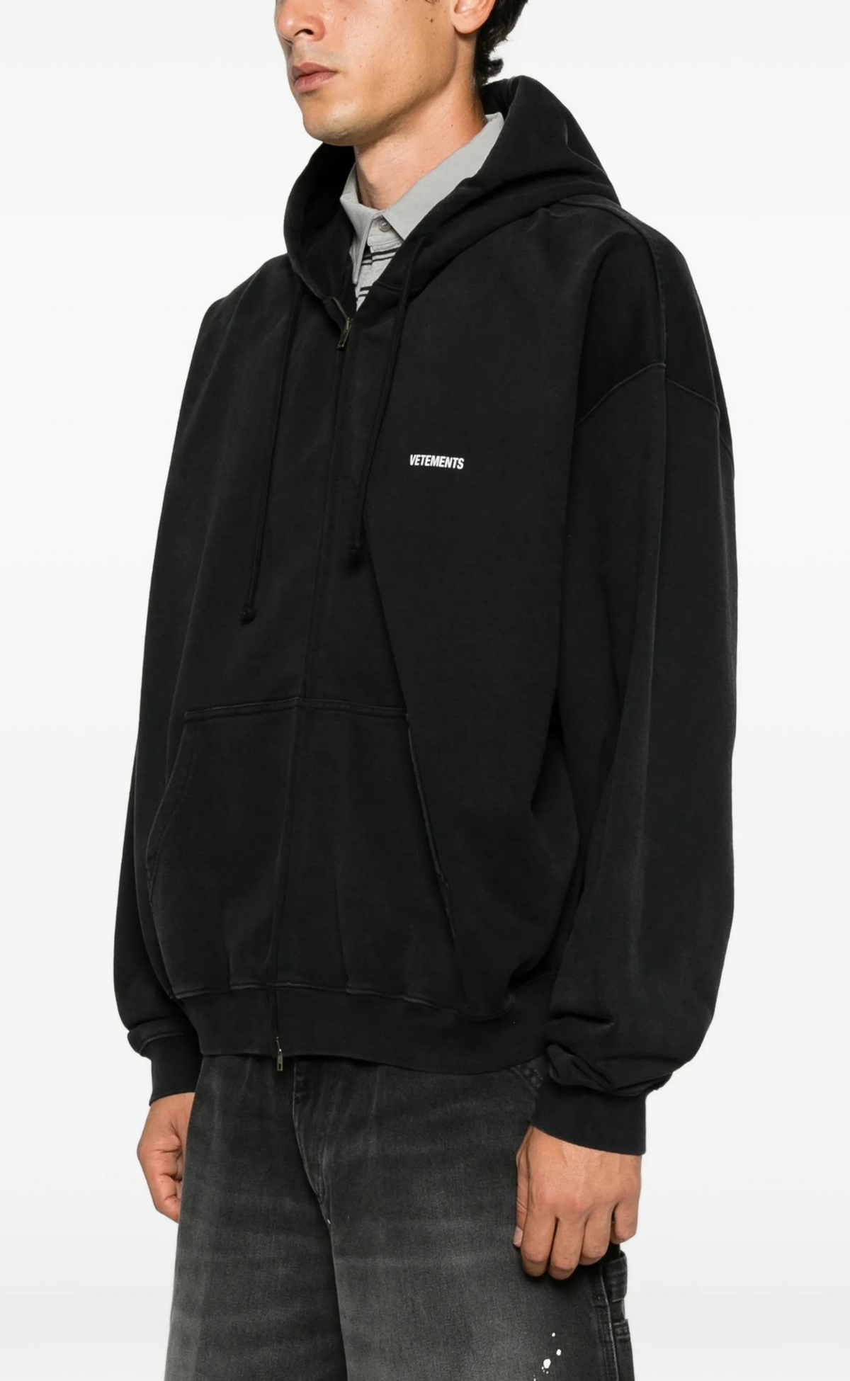 CLASSIC LOGO ZIP BLACK WHITE HOODIE