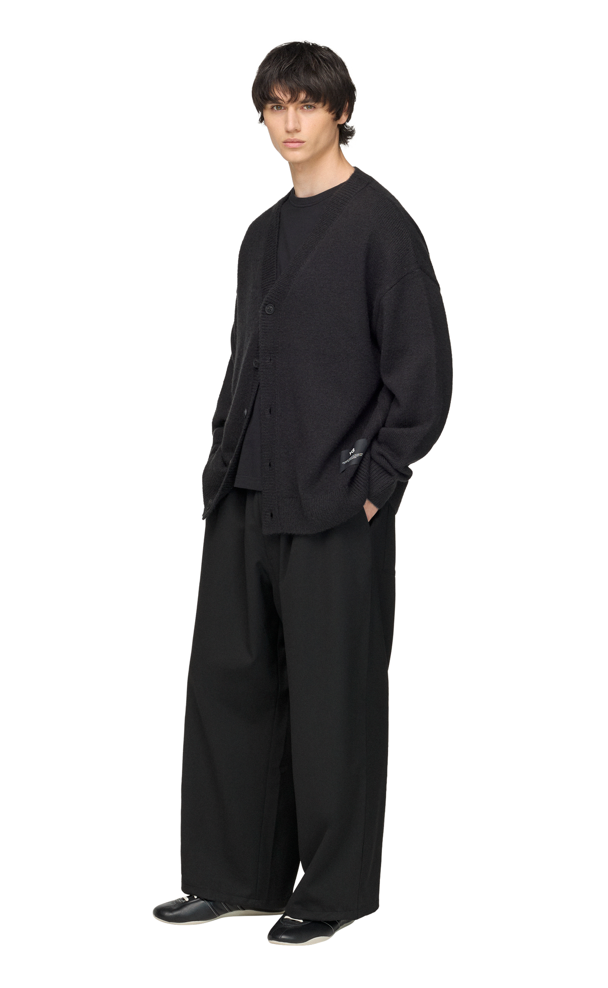 Y-3 CHITO GRAPHIC KNITTED BLACK CARDIGAN