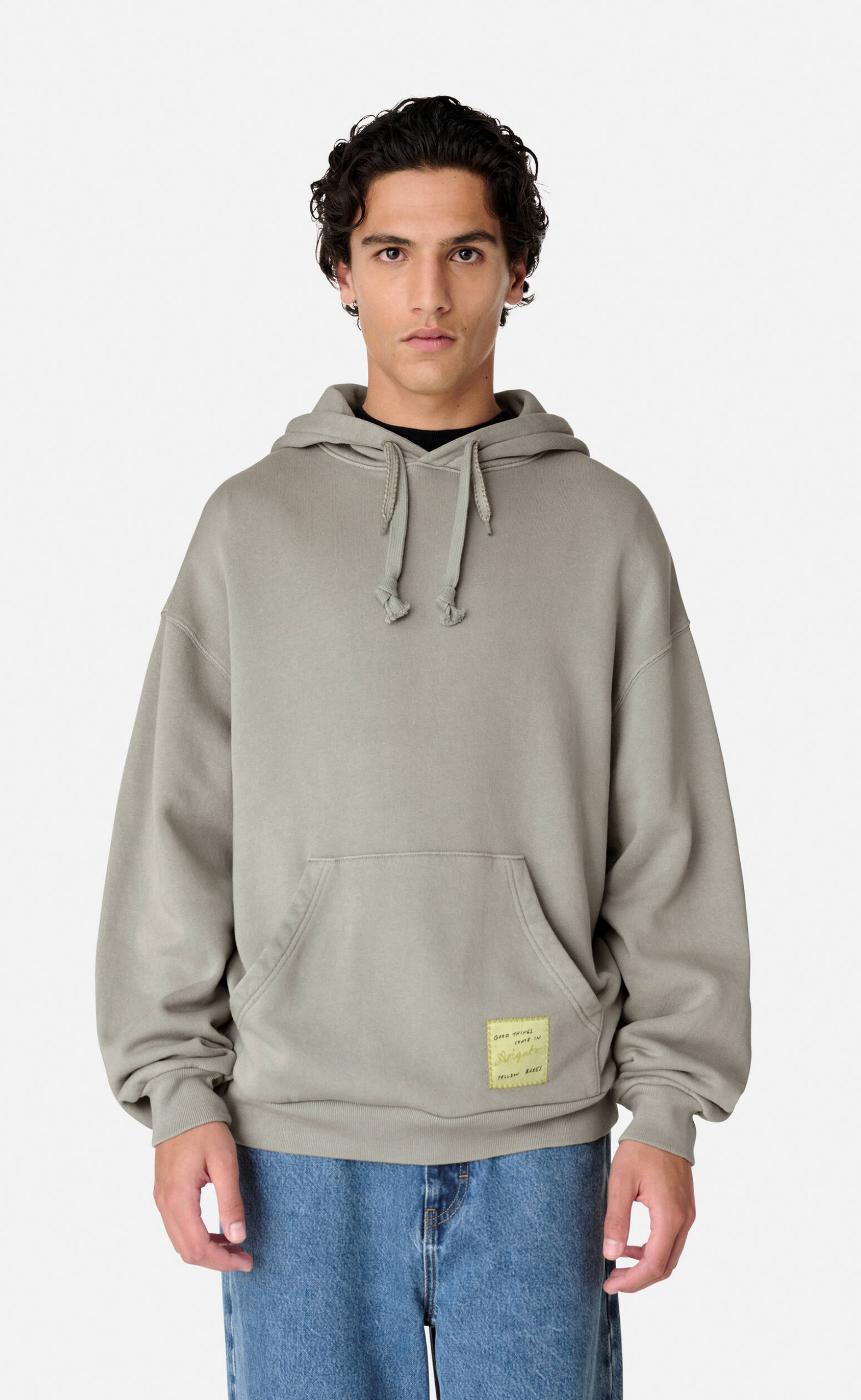 PATCH WASHED SAGE GREEN HOODIE