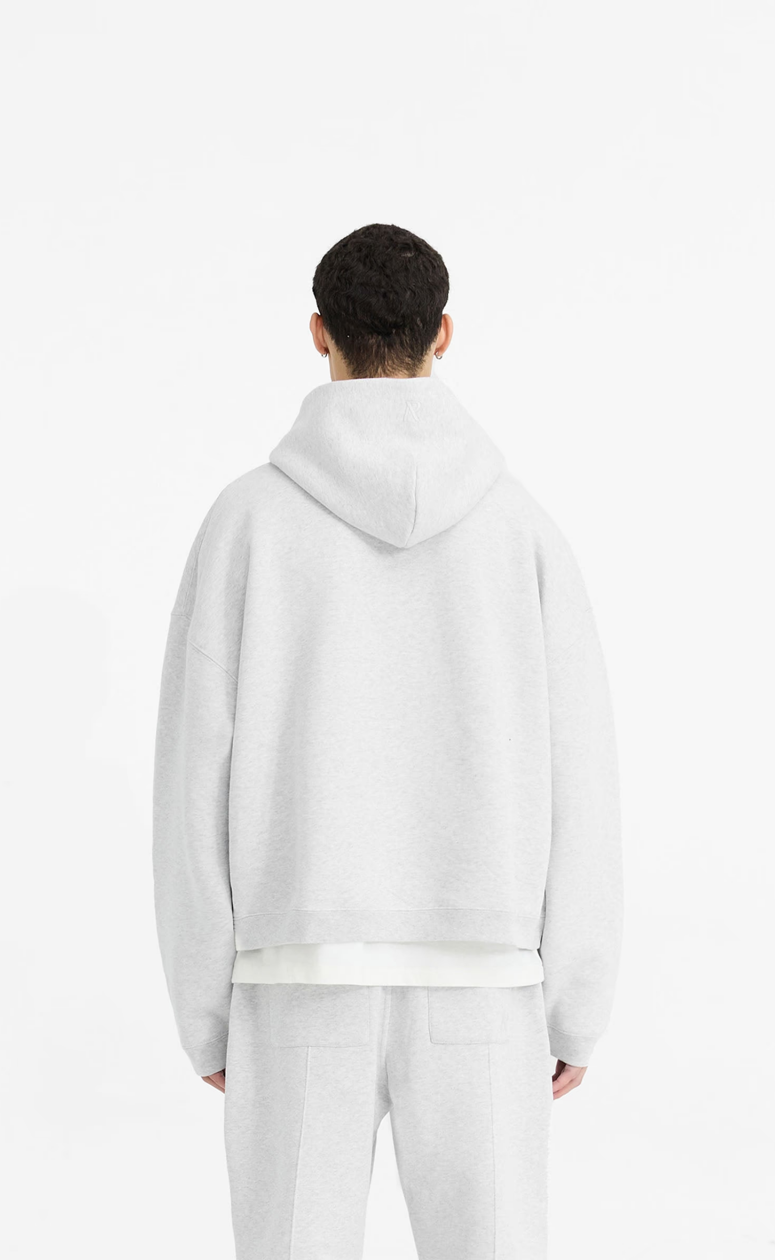 INITIAL BOXY OVERSIZED ICE GREY MARL HOODIE