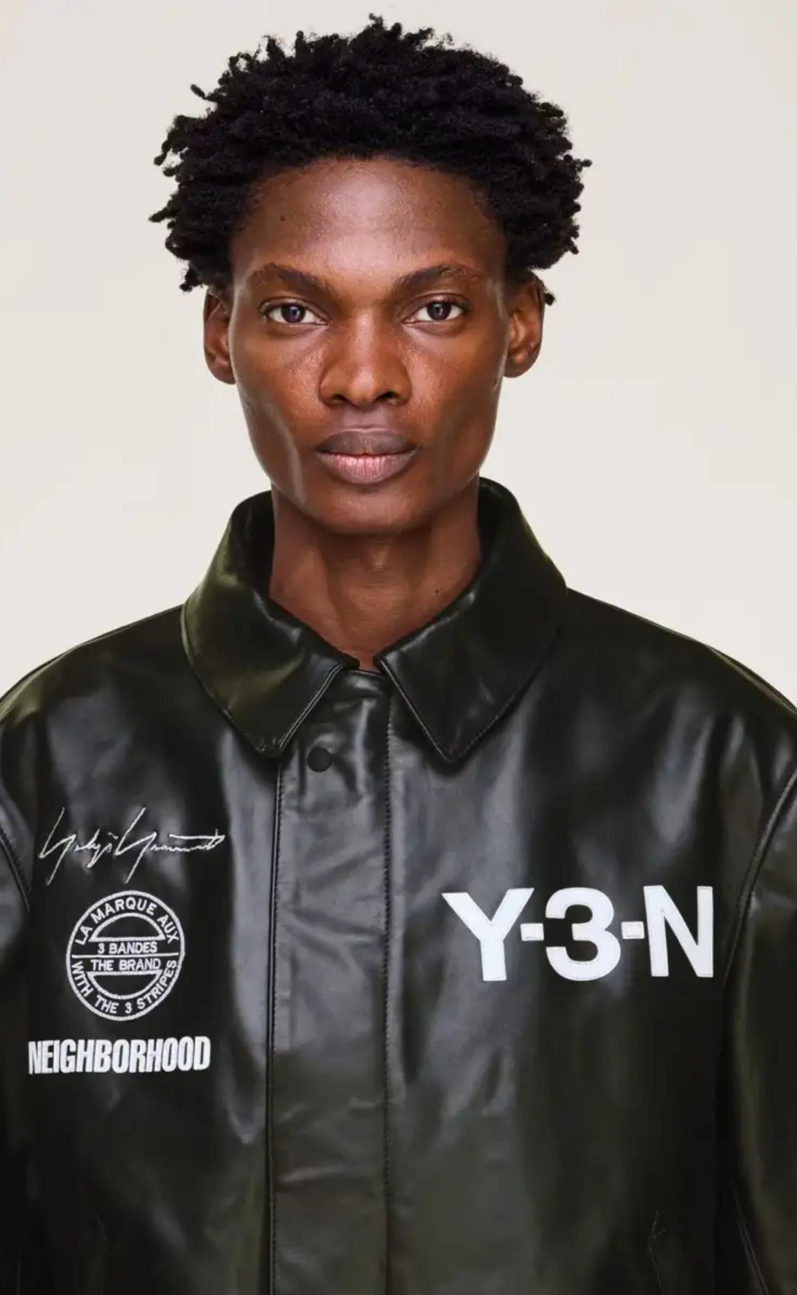 Y-3 NBHD LEATHER BOMBER BLACK JACKET