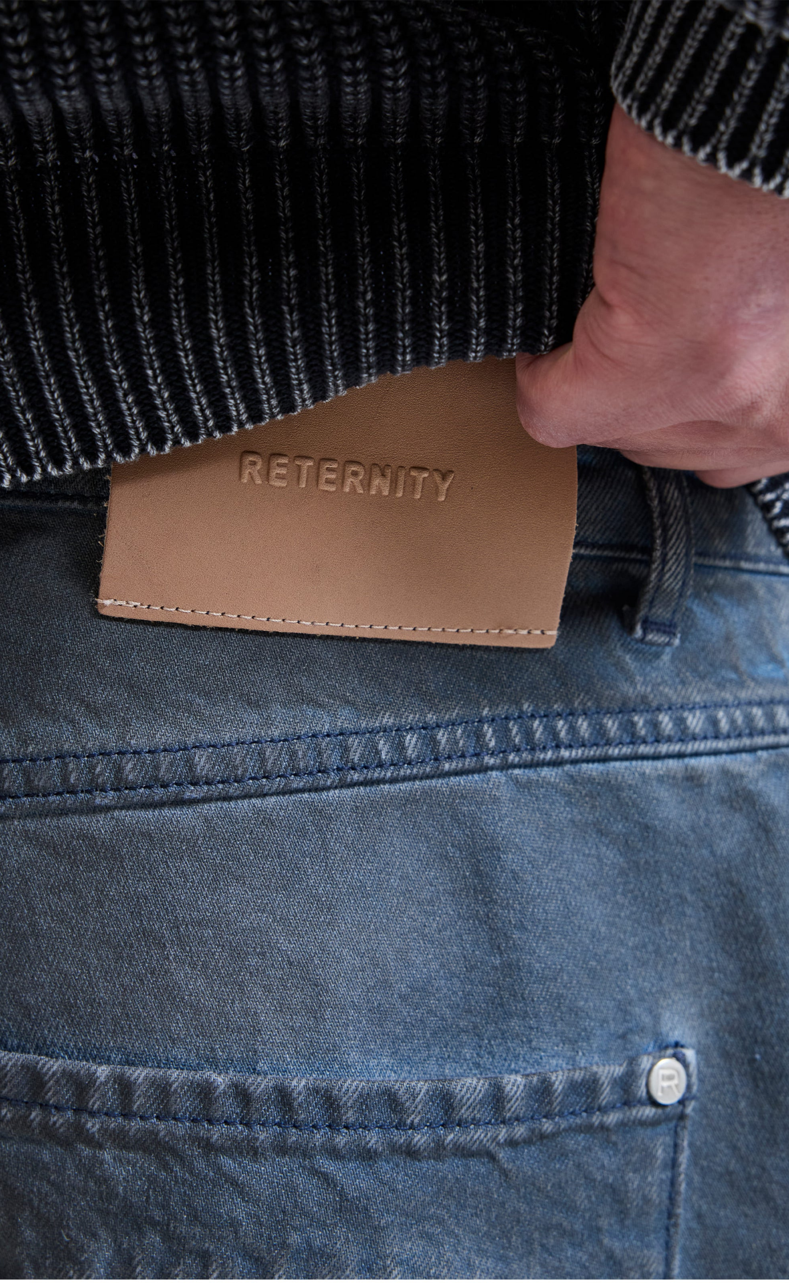 LE SCULPTE WAXED DENIM BLUE PANTS