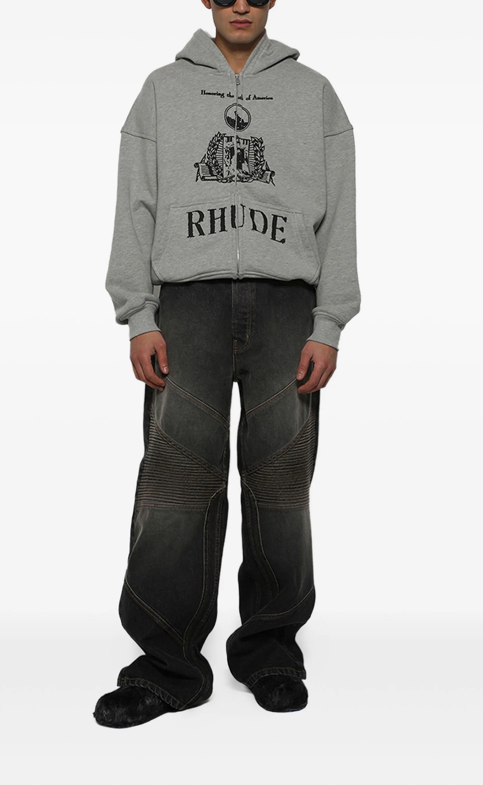 YOUTH OF AMERICA ZIP-UP HEATHER GREY HOODIE