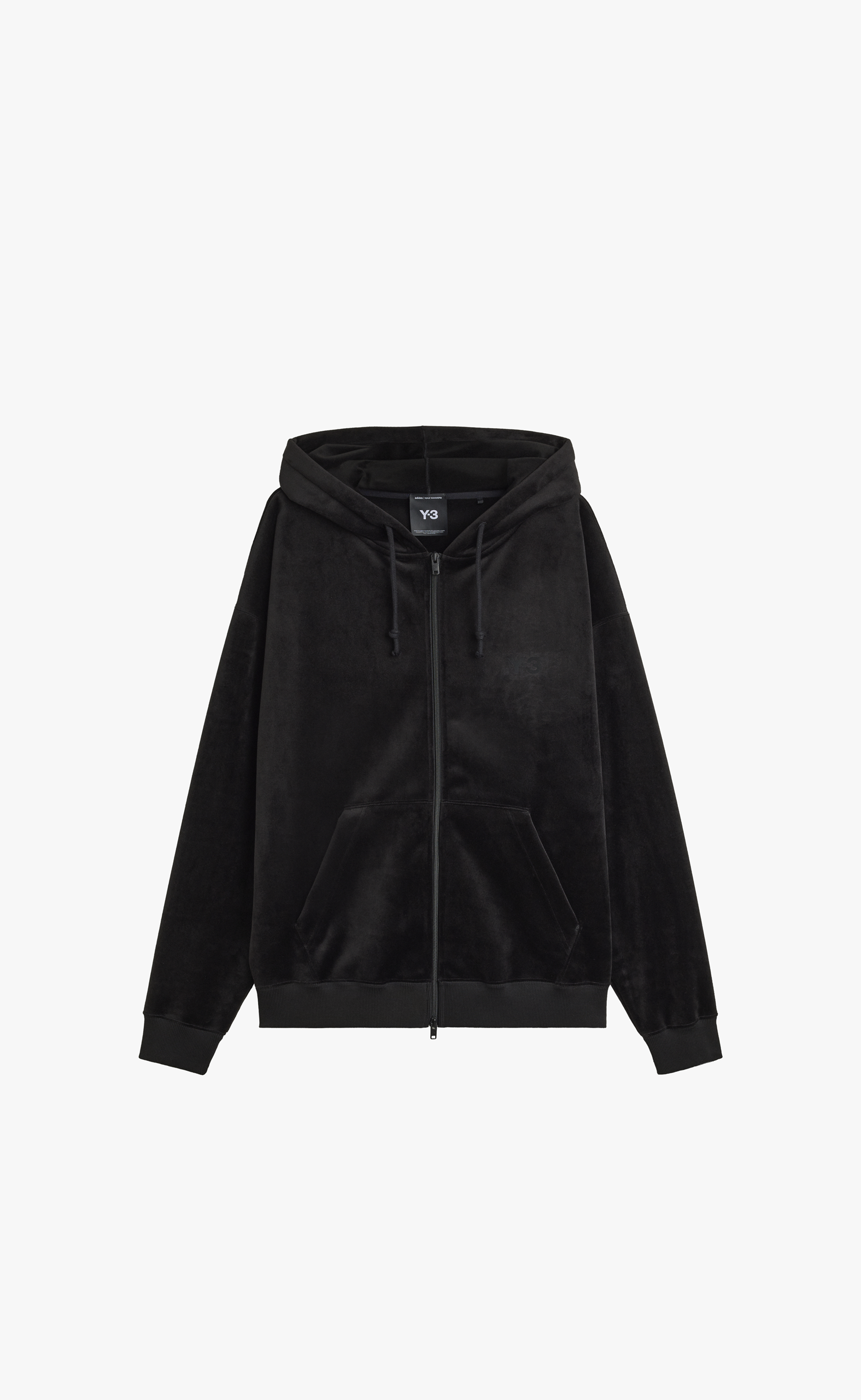 Y-3 VELVET CORDUROY ZIP BLACK HOODIE