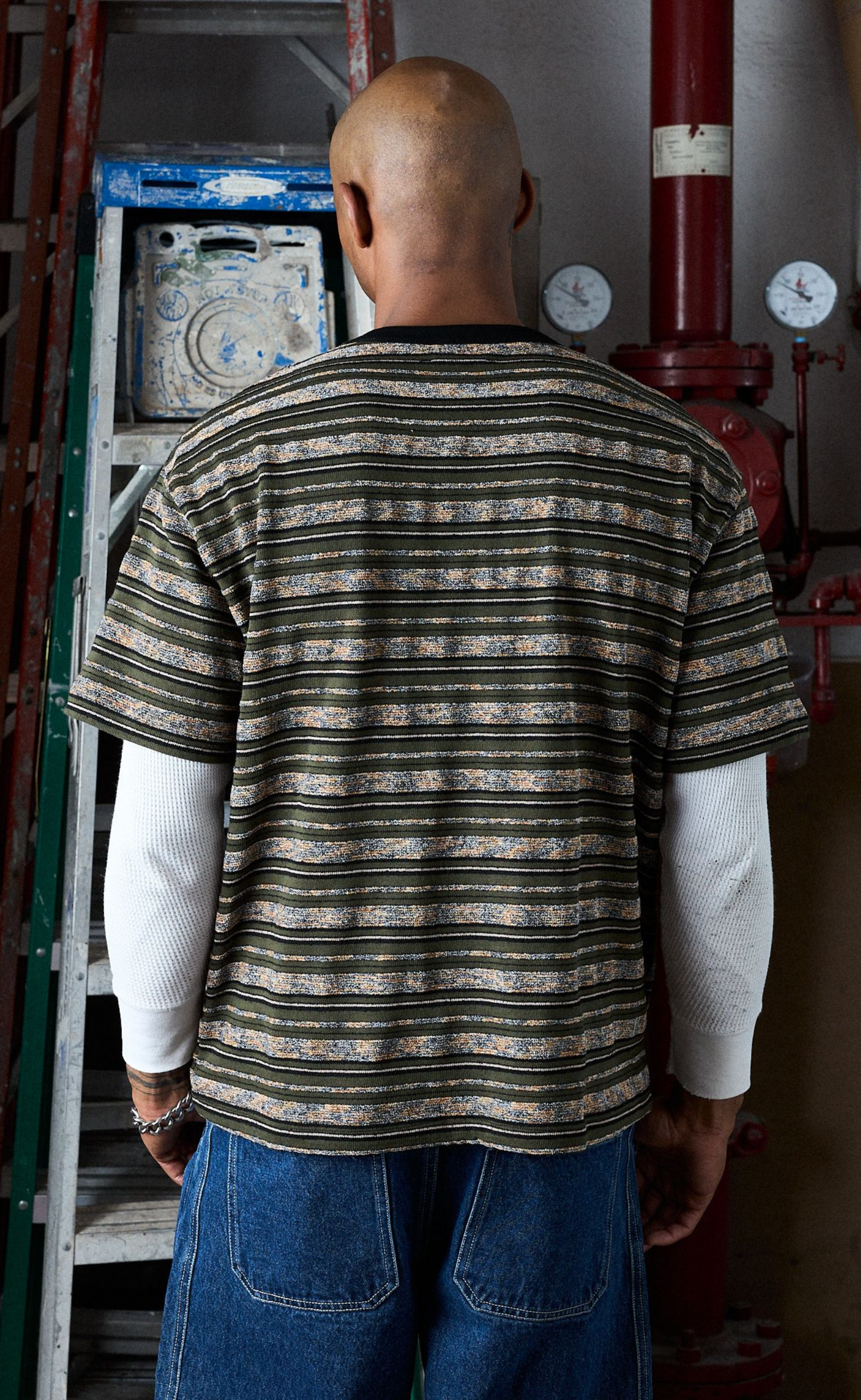 COUTURE STRIPE OLIVE T-SHIRT