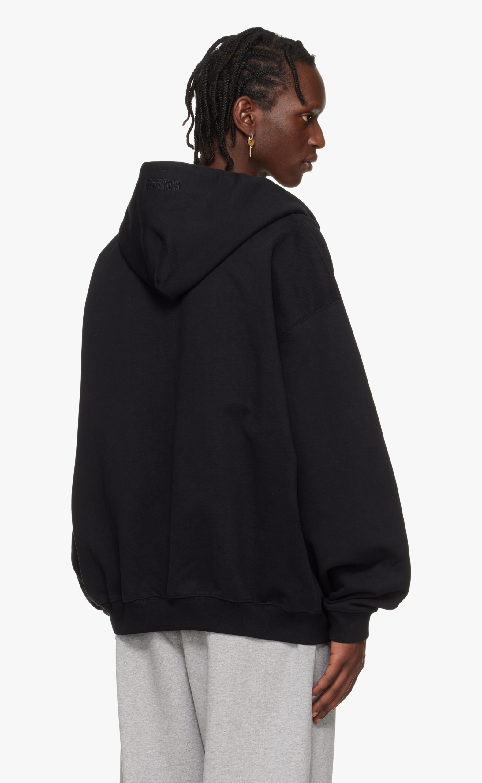 LEATHER BIKER CROSS BLACK ZIP-UP HOODIE