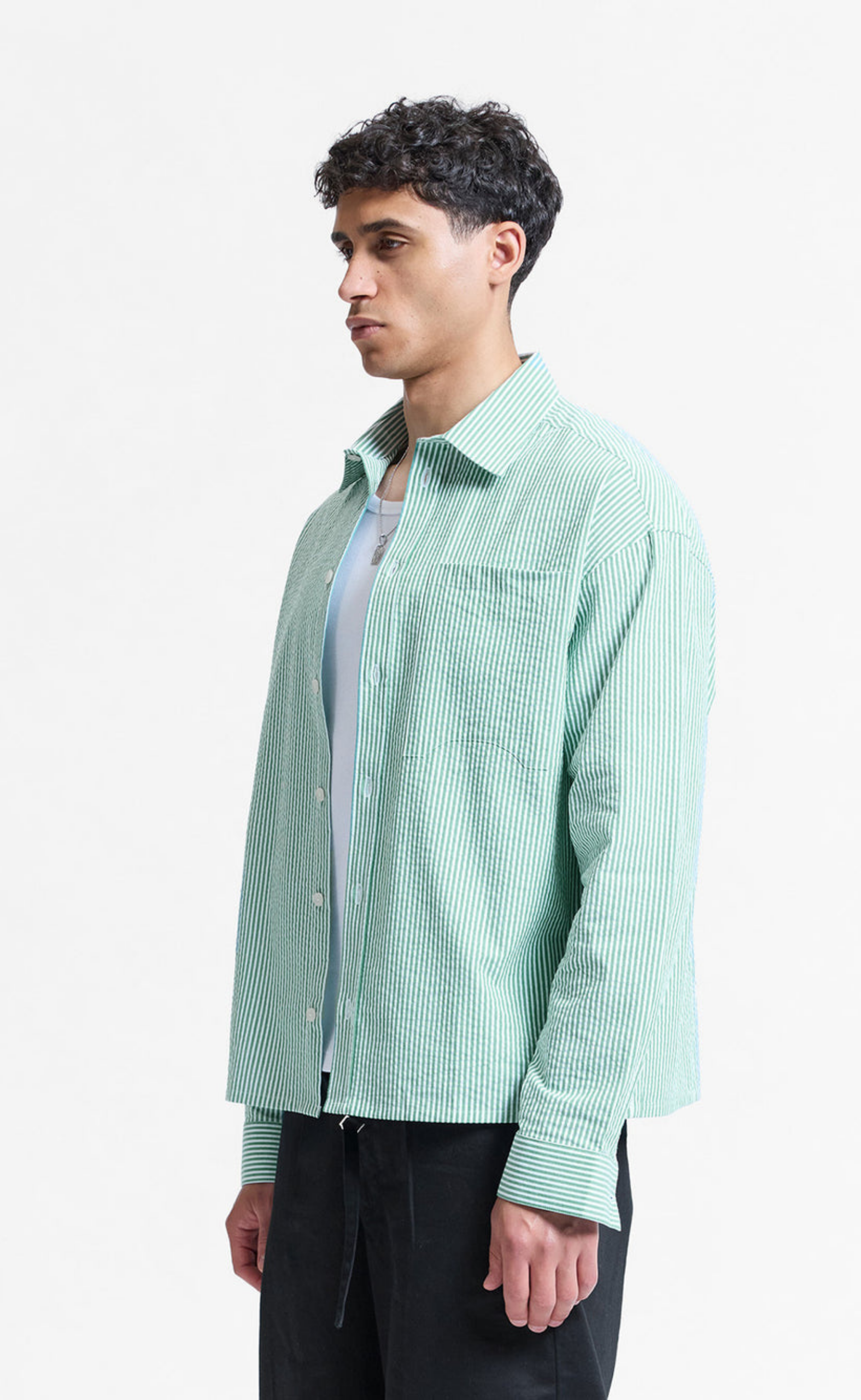 SIGNE GREEN STRIPED SHIRT