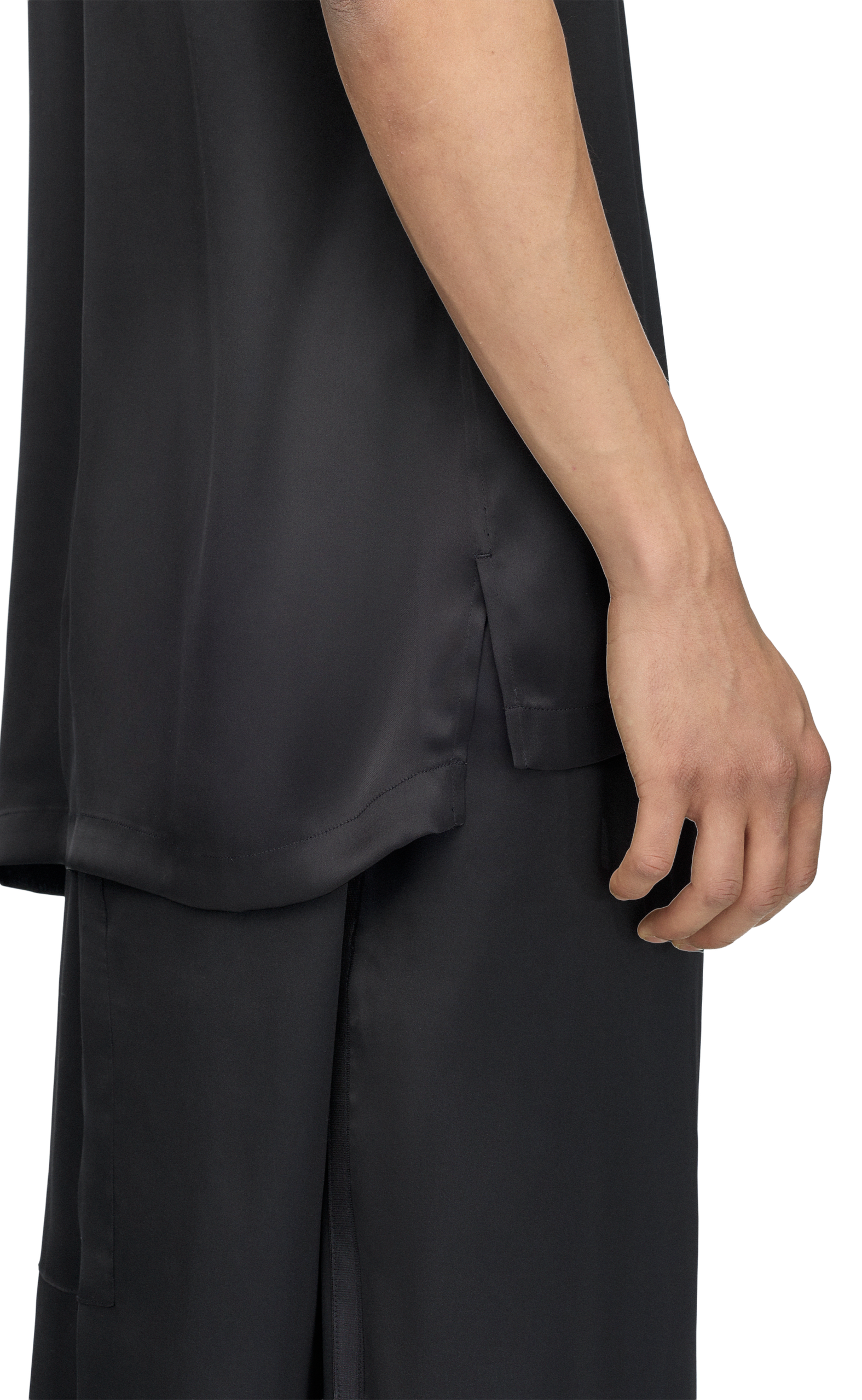 Y-3 LIQUID LOGO SATIN JERSEY BLACK T-SHIRT