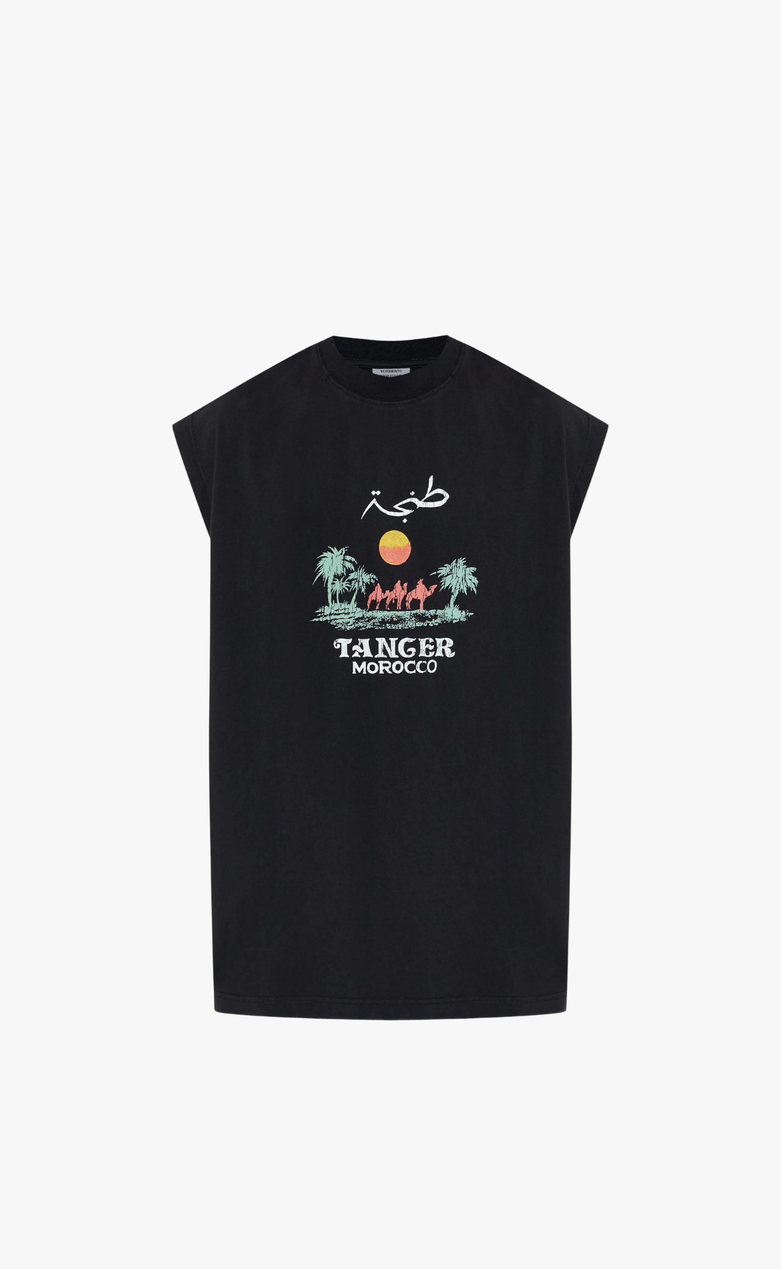 MOROCCO SLEEVELESS BLACK T-SHIRT
