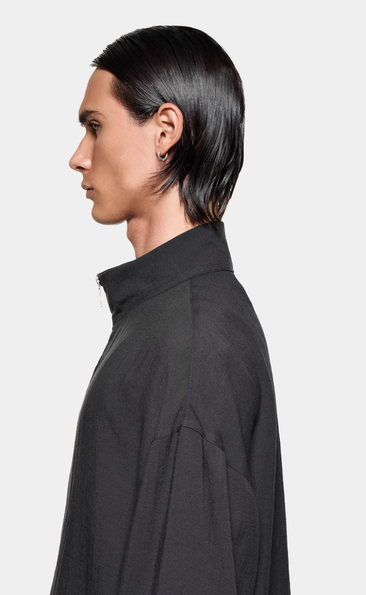 DRAPE SLUB TRACK BLACK JACKET