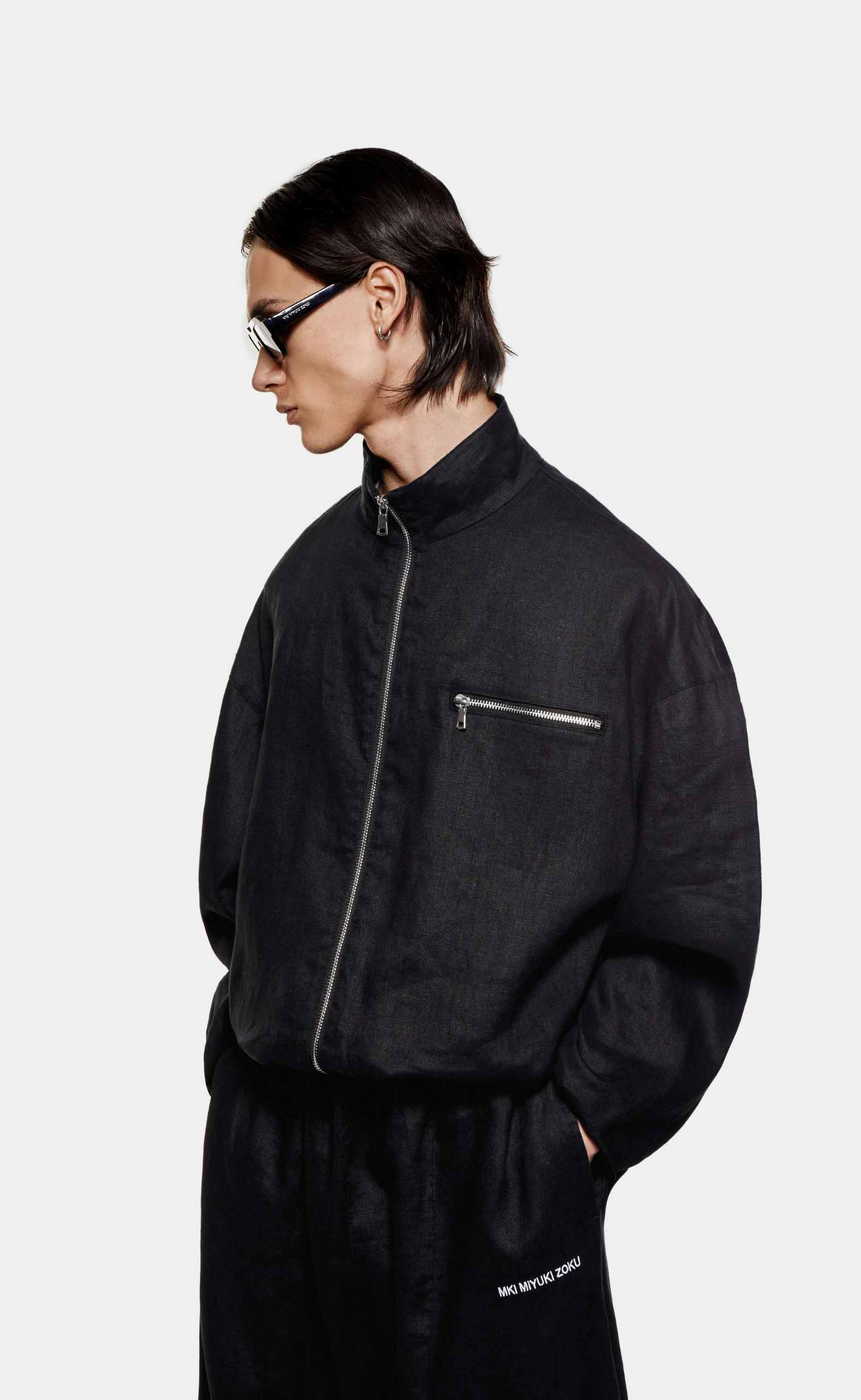 LINEN TRACK BLACK JACKET