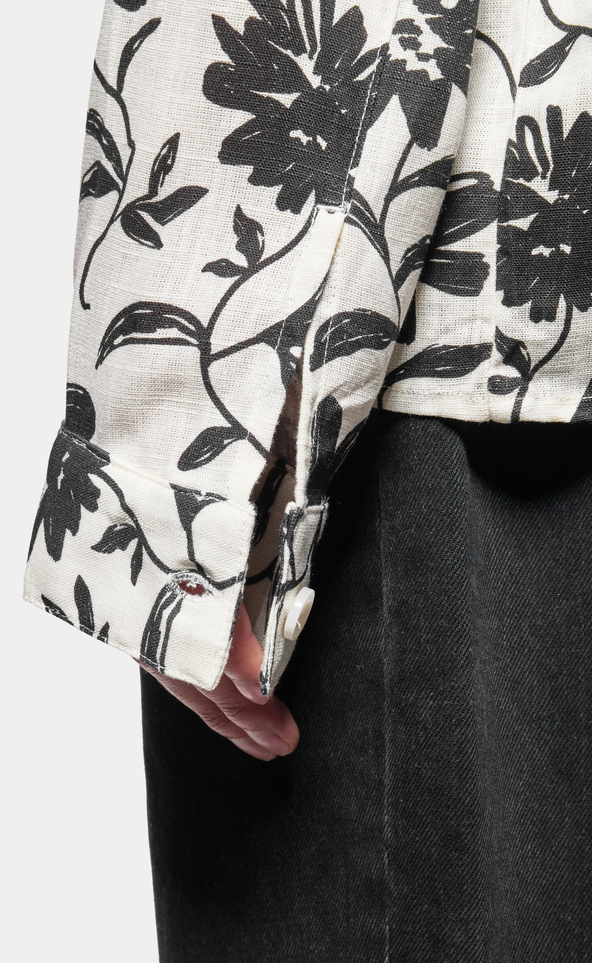 FLORAL LINEN BOX DRESS RAW SHIRT