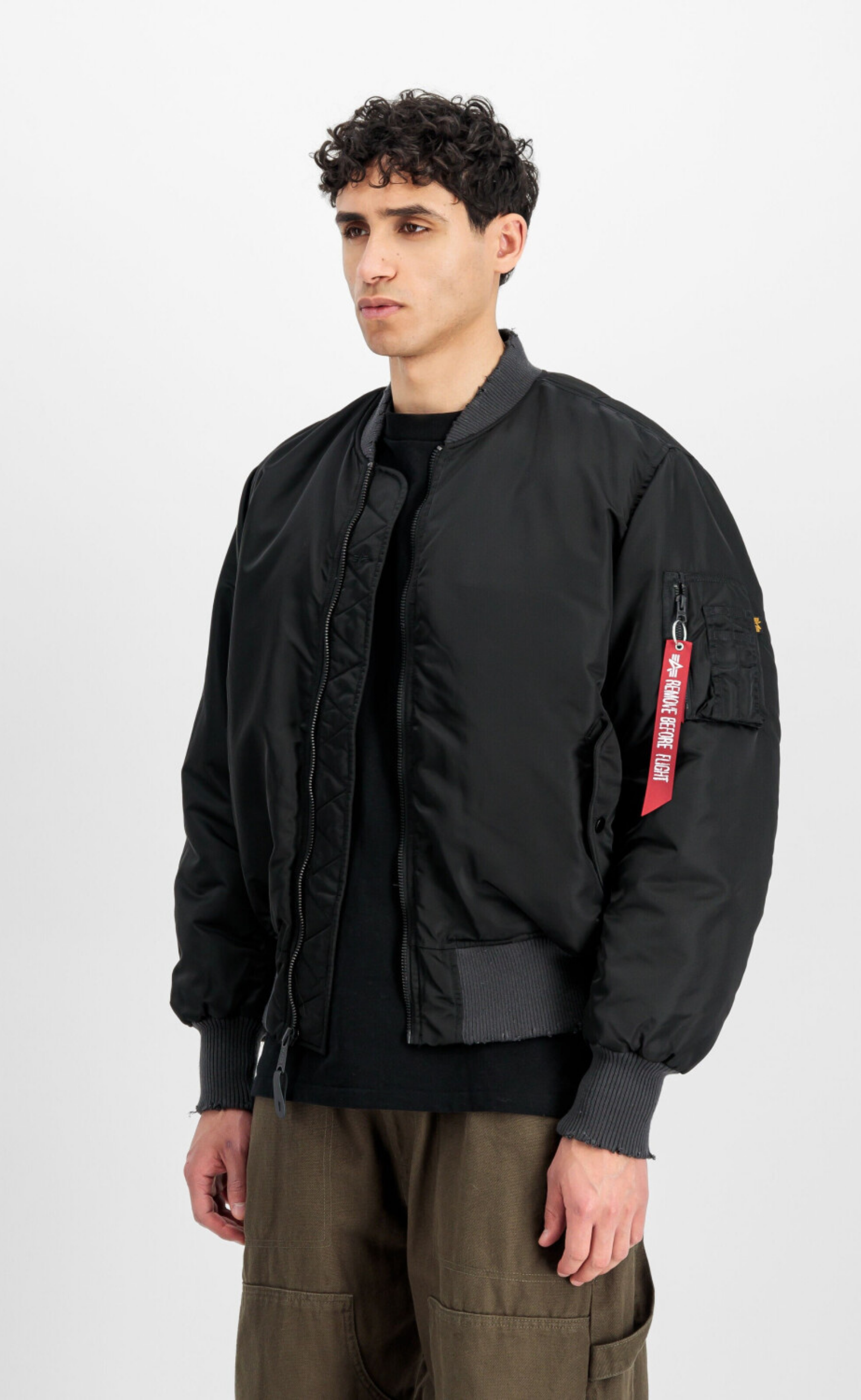 MA-1 DISTRESSED BLACK JACKET