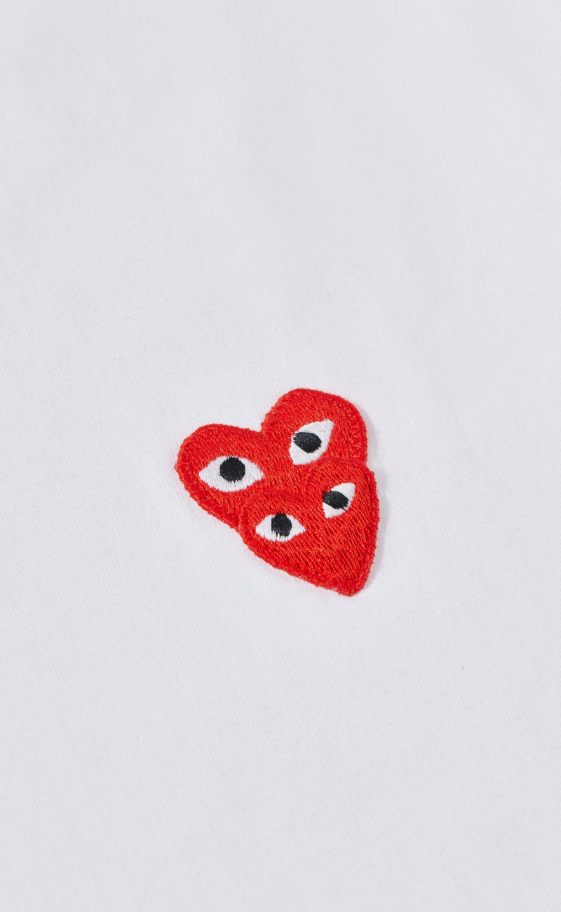 DOUBLE RED HART LOGO WHITE LONGLSLEEVE