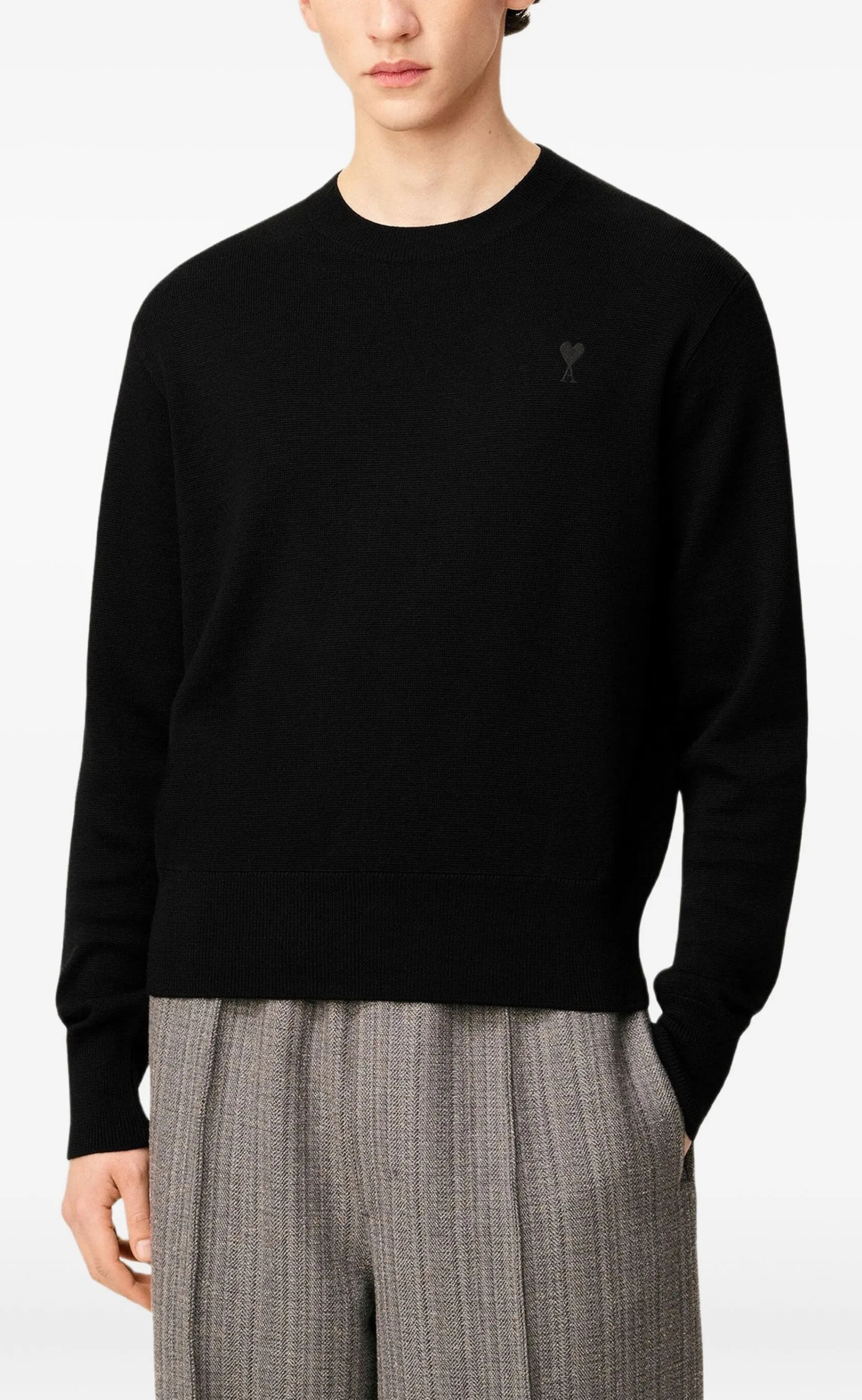 CONTRASTED AMI DE COEUR BLACK SWEATER