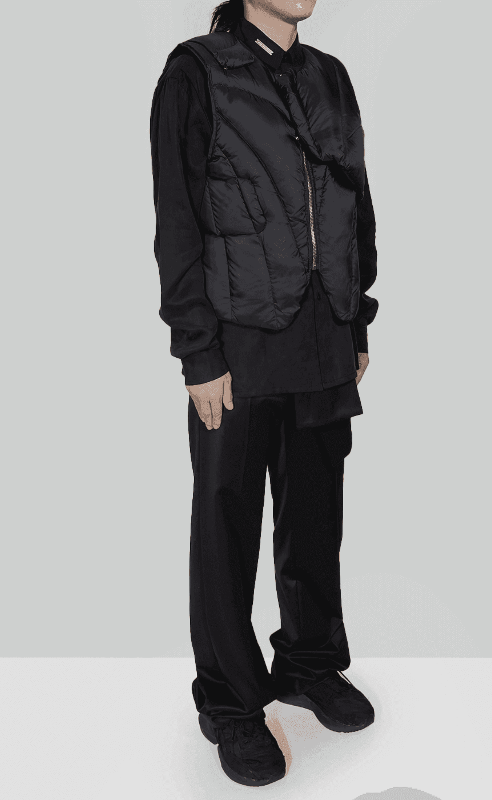 LAYERED DOWN BLACK VEST