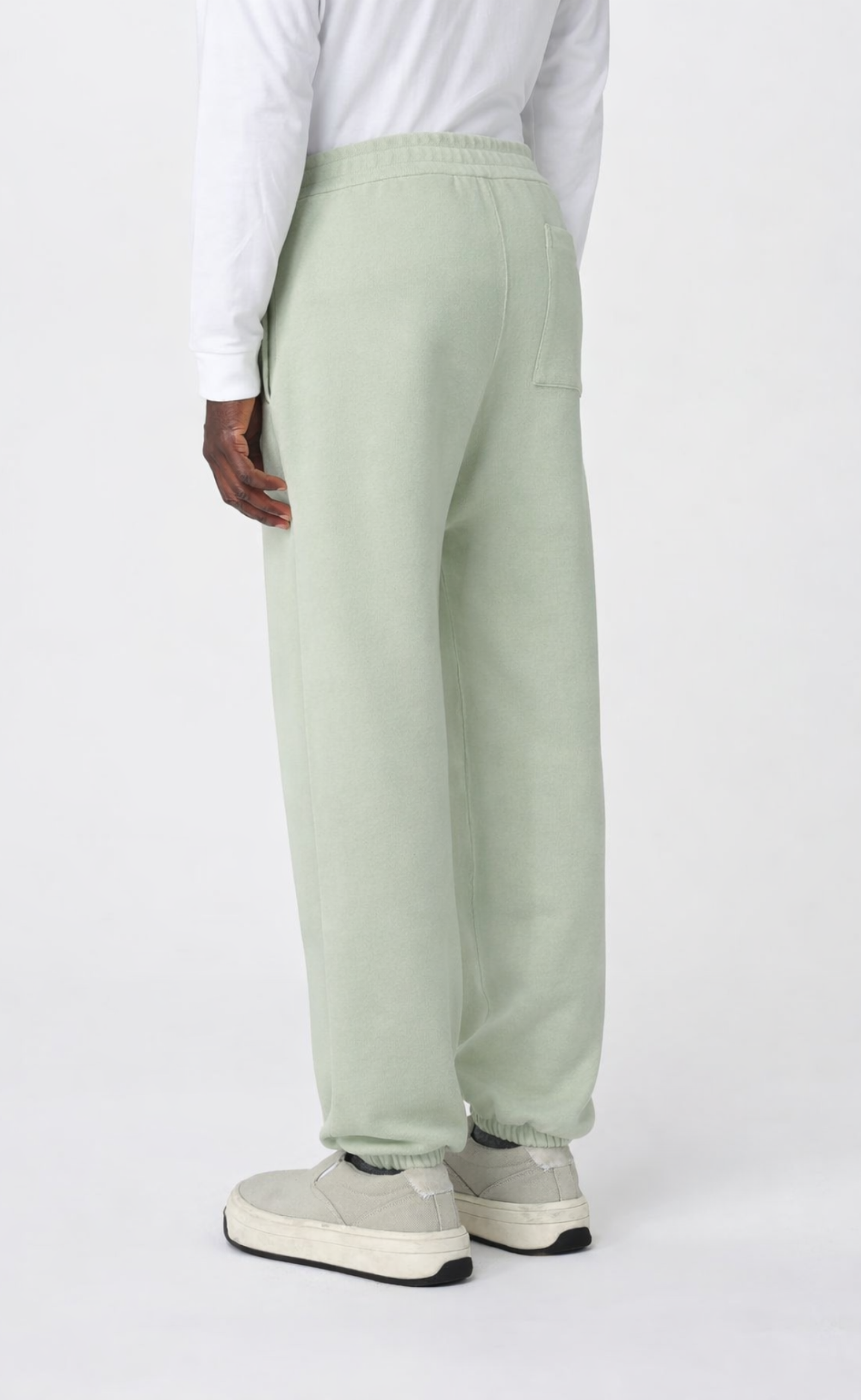 ELASTICATED DRAWSTRING POWDER GREEN SWEATPANTS