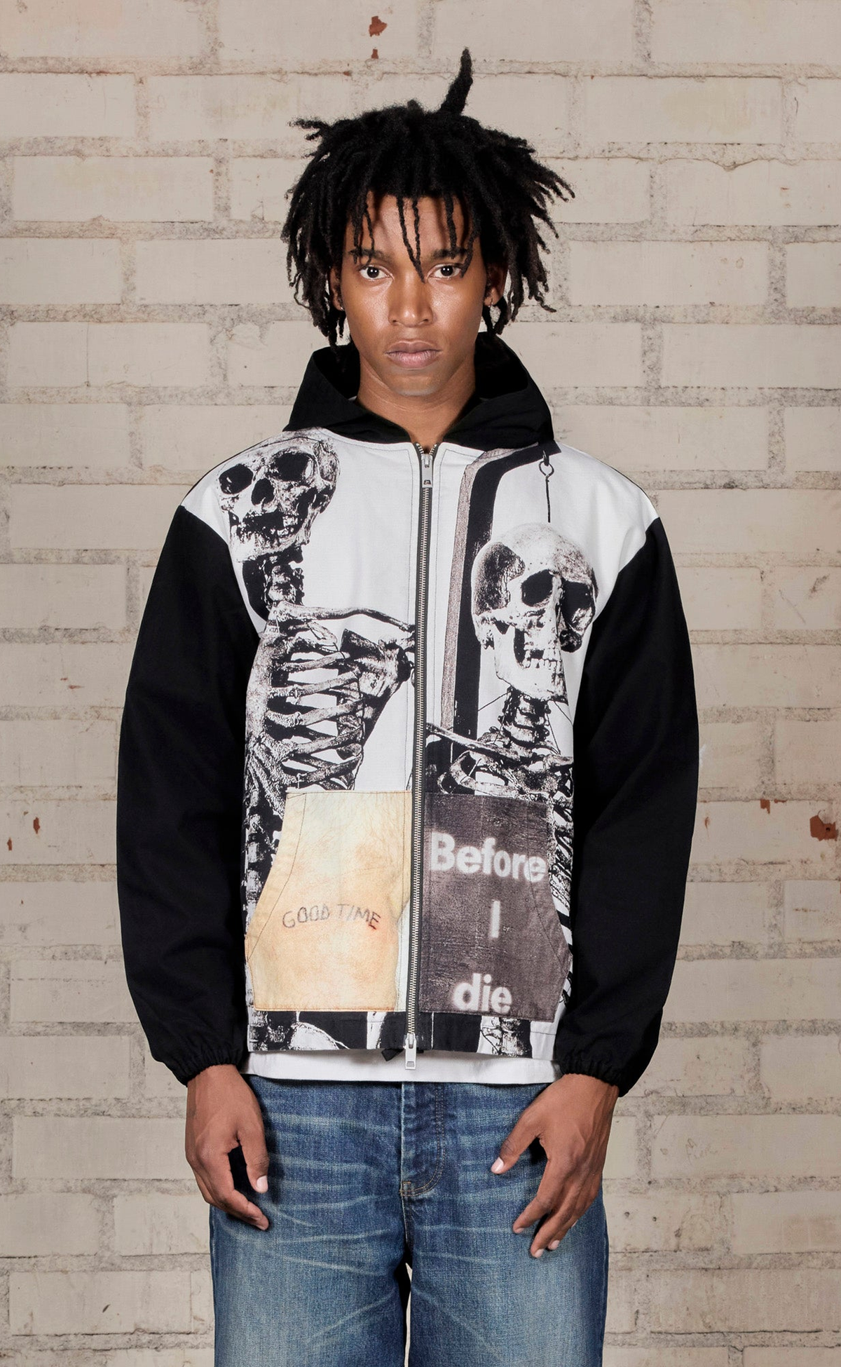 GOOD TIME PONCHO ZIP BLACK HOODIE