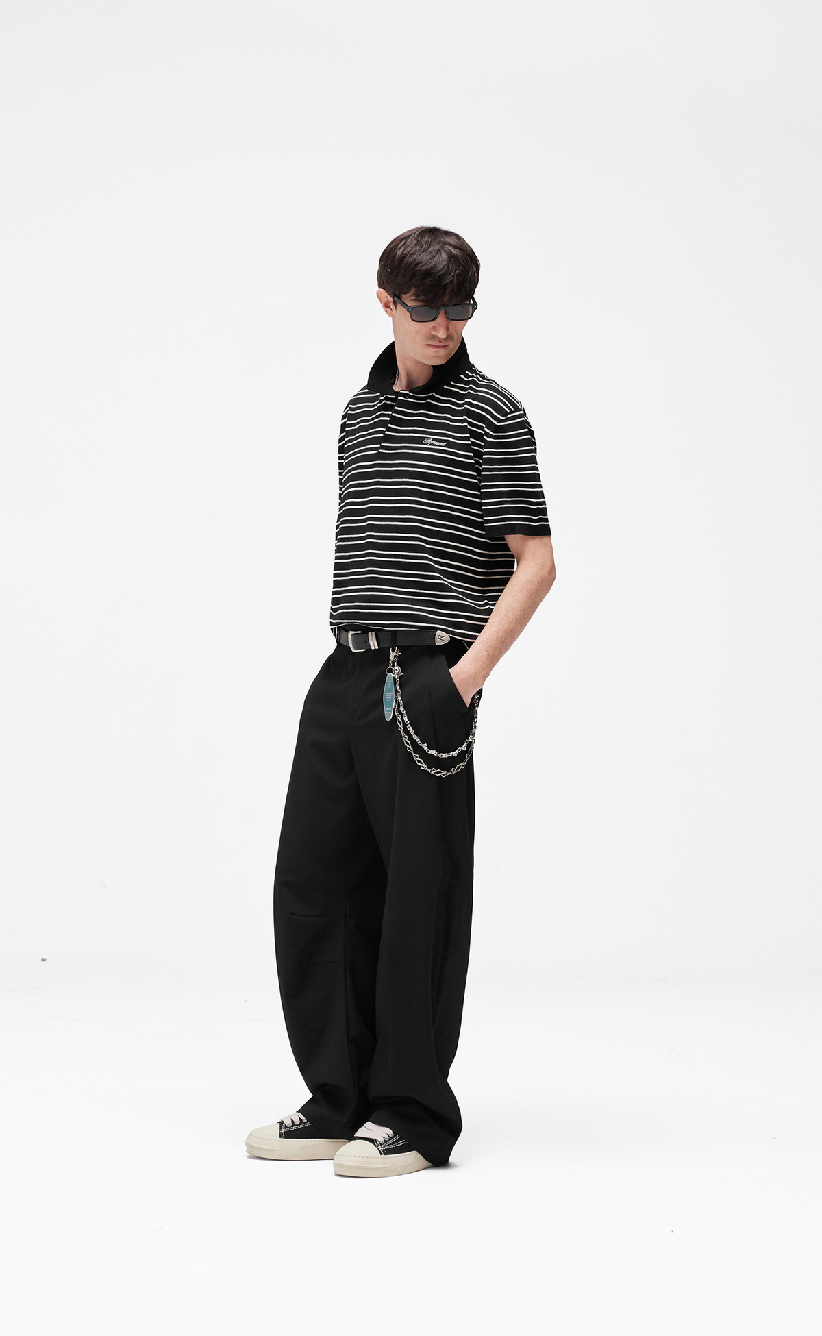 CALIFORNIA STRIPED POLO JET BLACK T-SHIRT