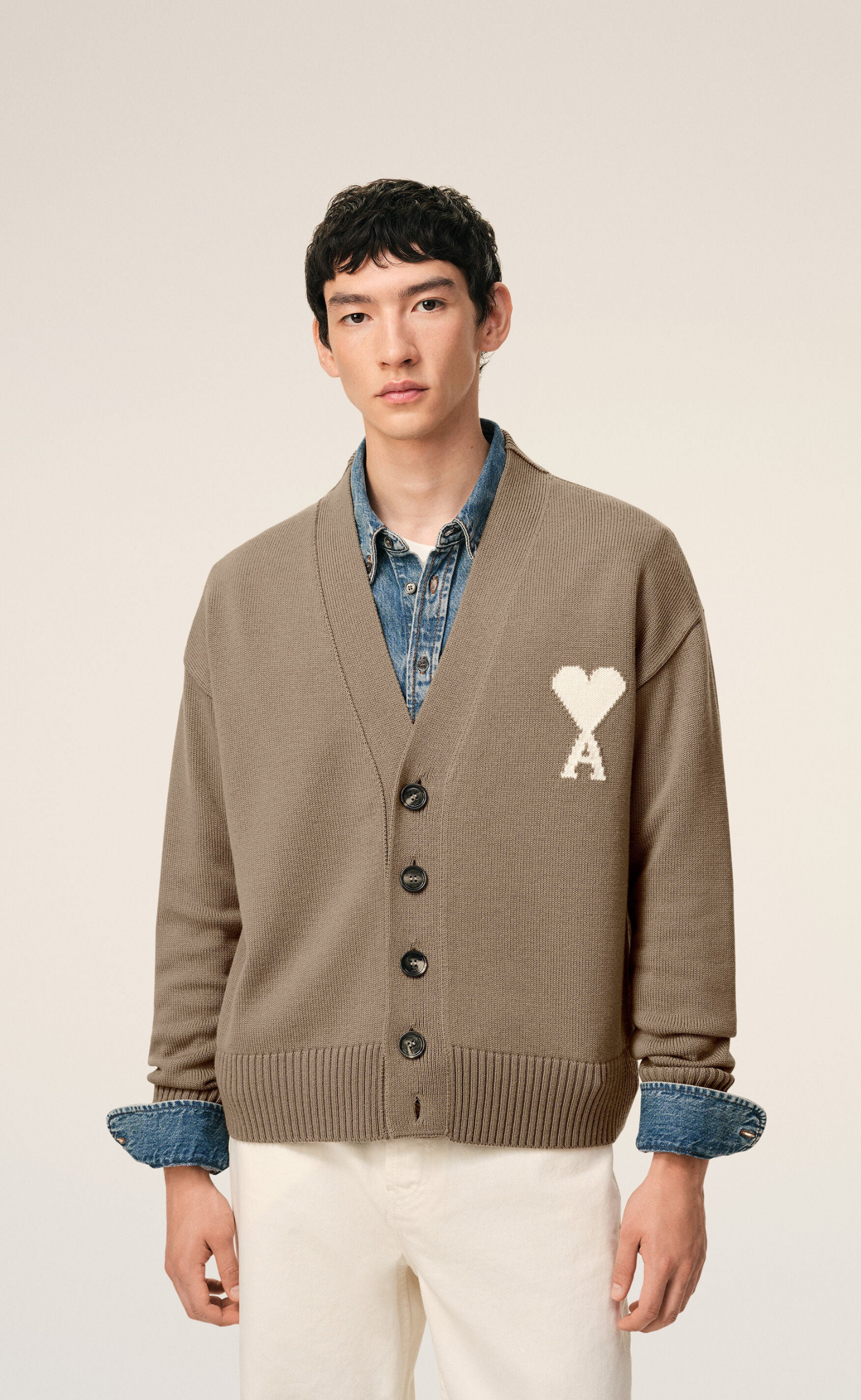 WOOL AMI DE COEUR TAUPE CARDIGAN